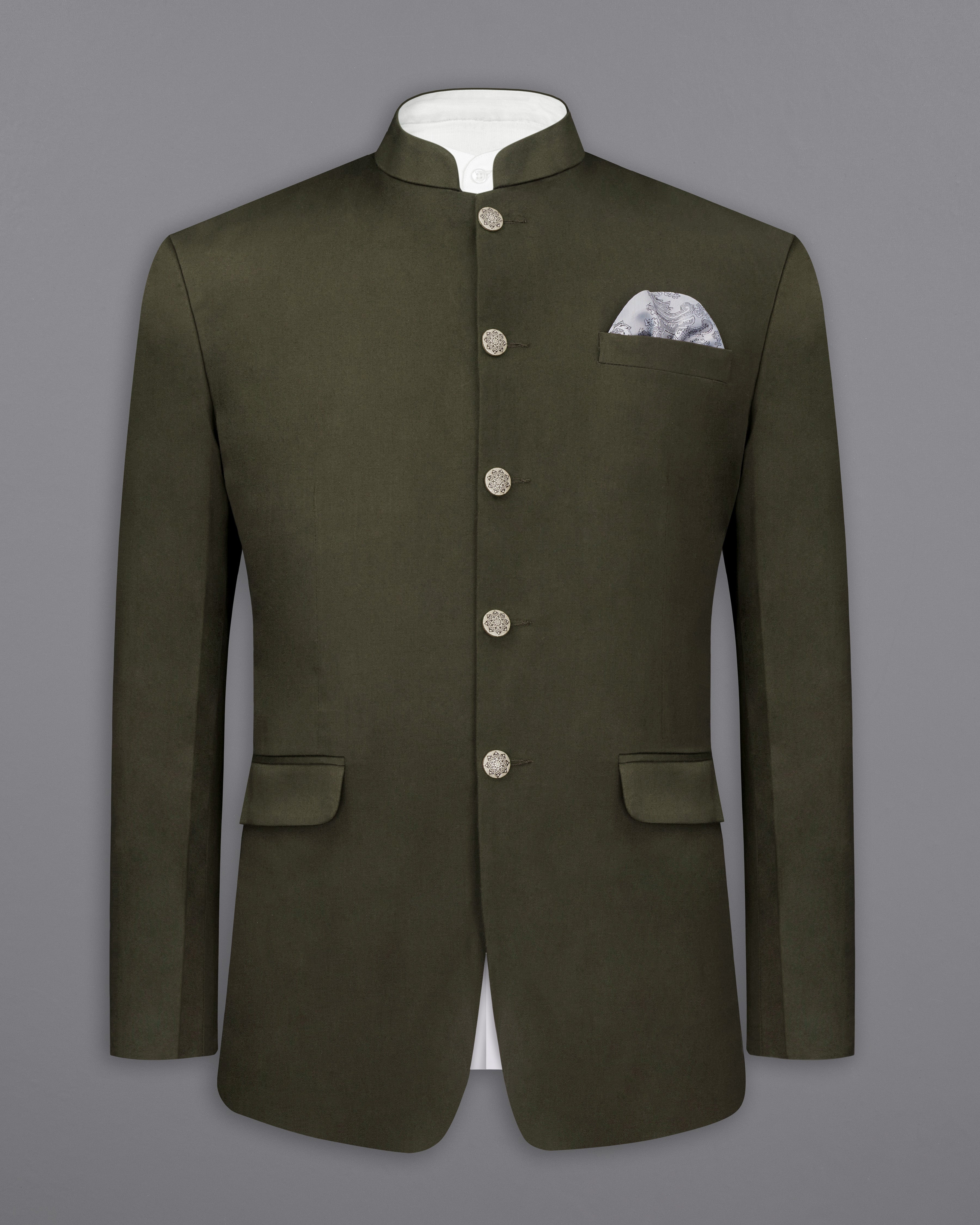 Taupe Green Solid Stretchable Premium Cotton Bandhgala Traveler Suit ST2644-BG-36, ST2644-BG-38, ST2644-BG-40, ST2644-BG-42, ST2644-BG-44, ST2644-BG-46, ST2644-BG-48, ST2644-BG-50, ST2644-BG-52, ST2644-BG-54, ST2644-BG-56, ST2644-BG-58, ST2644-BG-60
