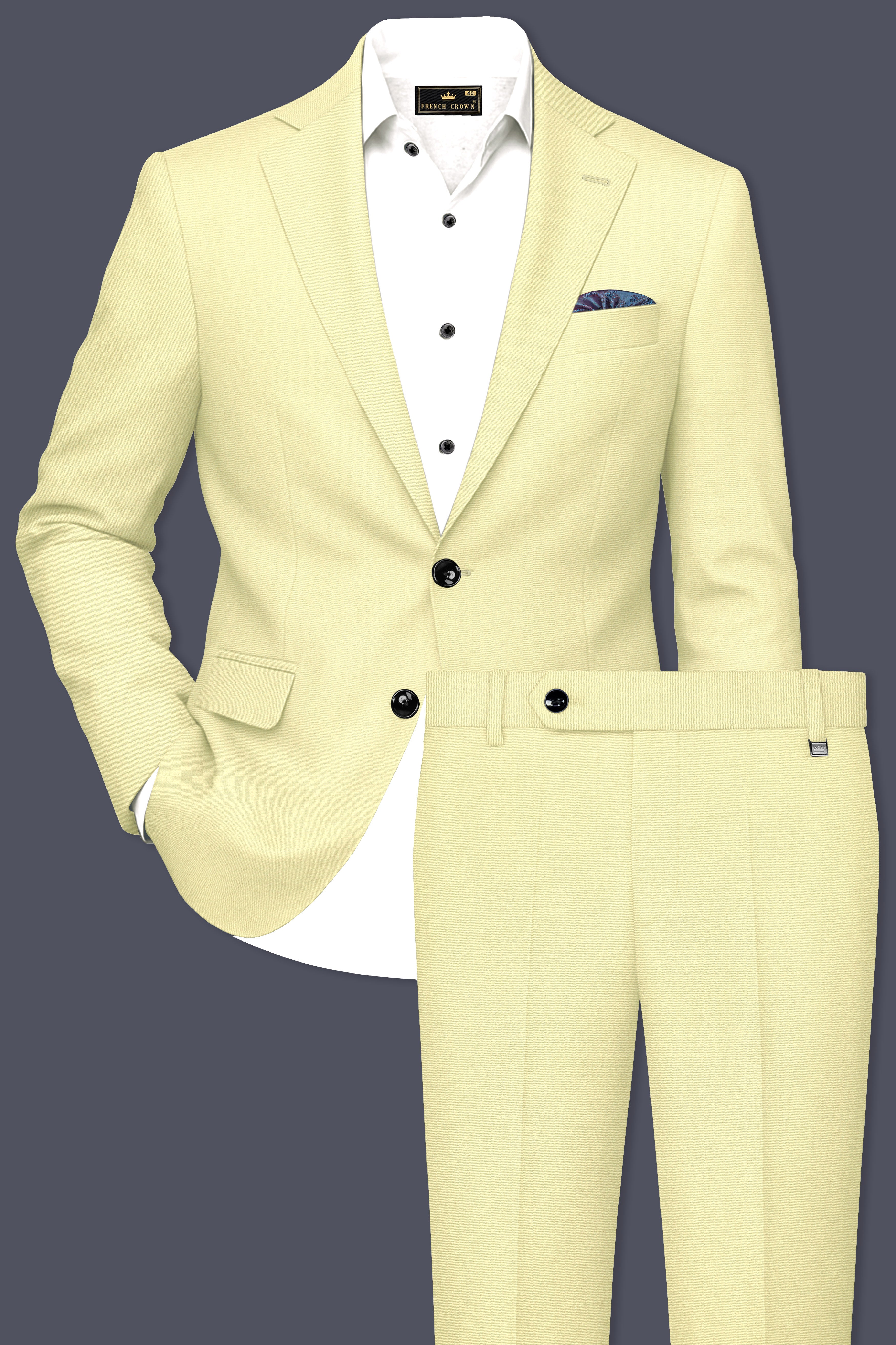 Maize Cream Stretchable Premium Cotton Traveler Suit