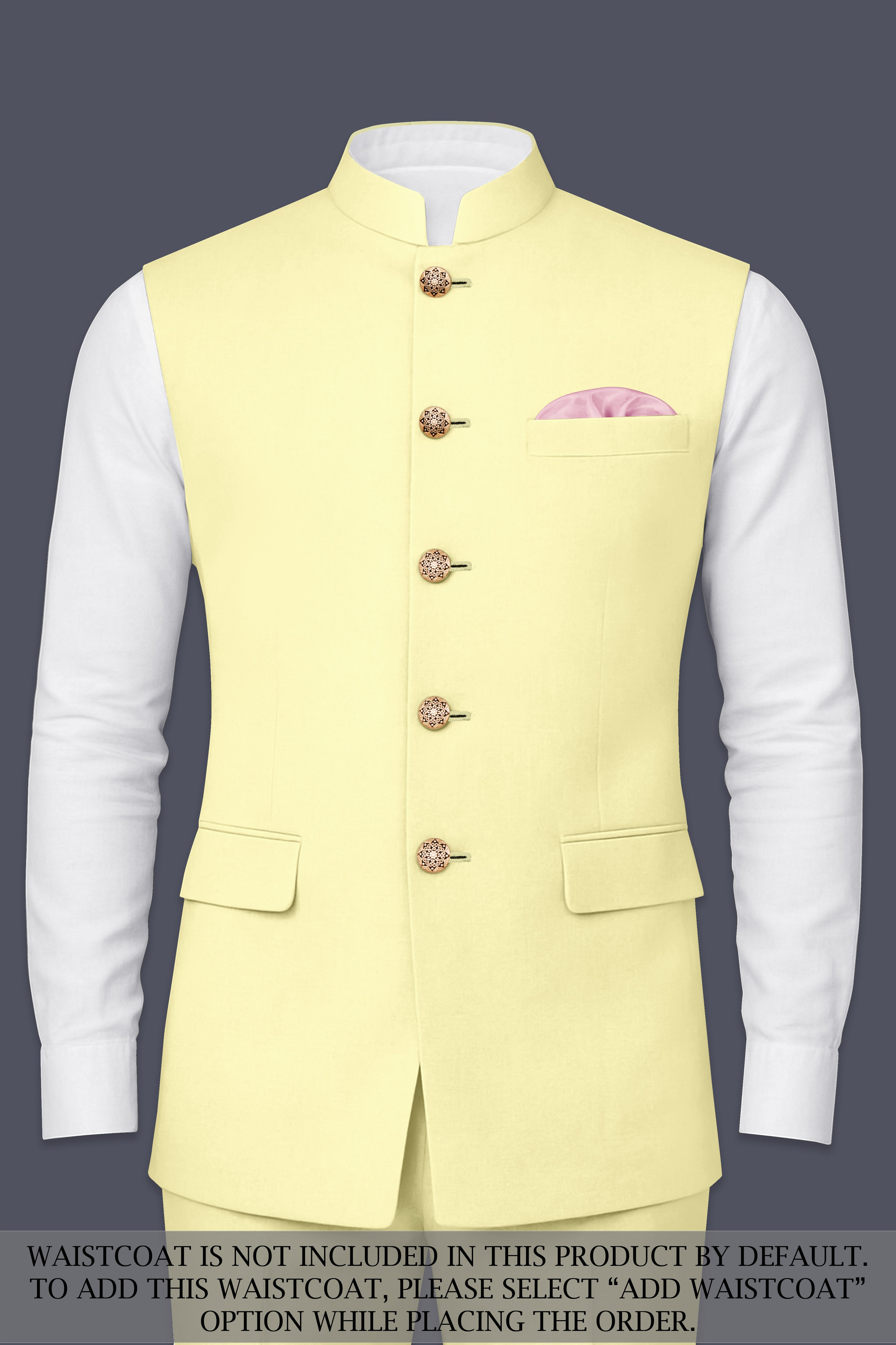 Maize Cream Cross Placket Bandhgala Premium Cotton Stretchable Traveler Suit