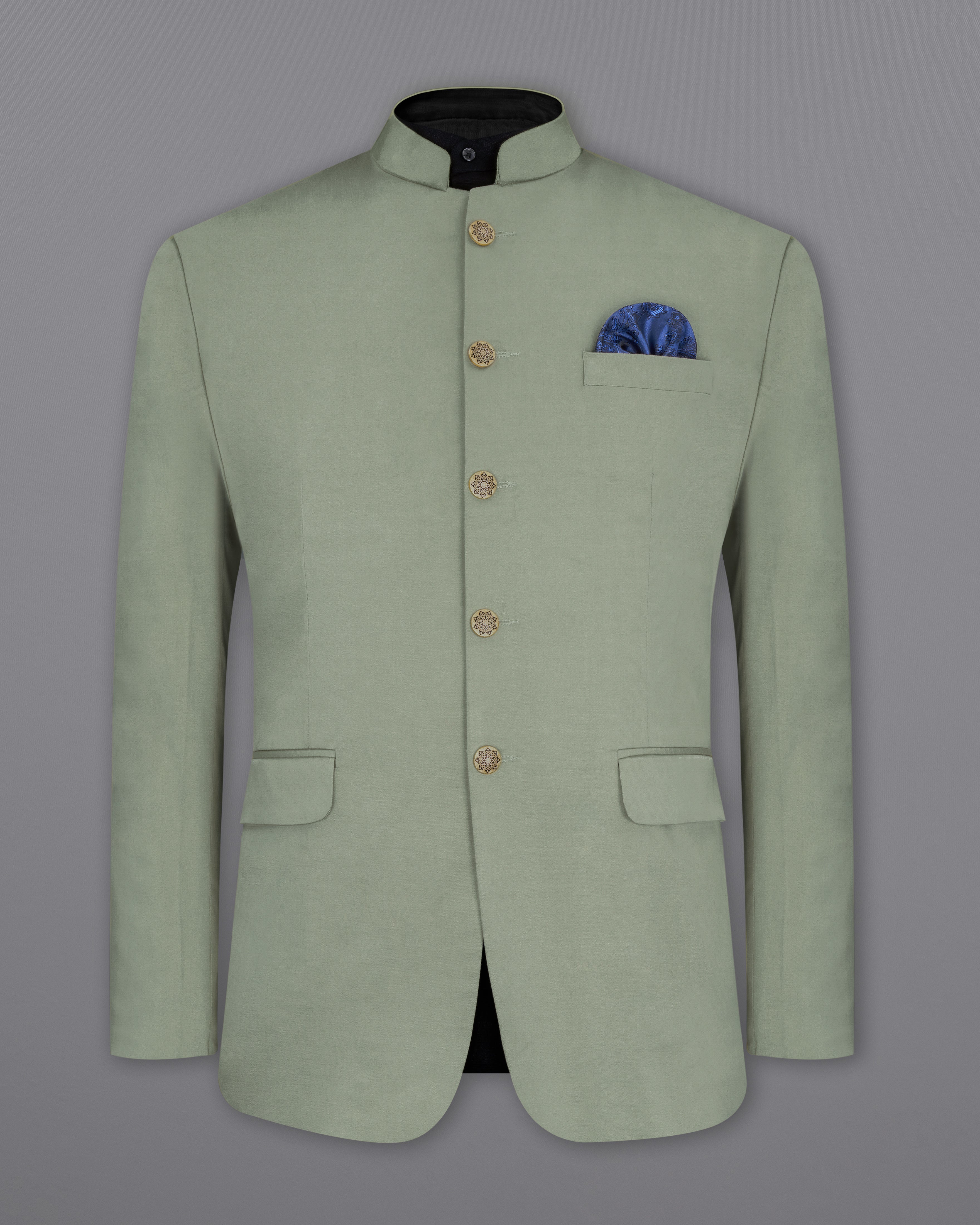 Granite Green Bandhgala Premium Cotton Stretchable Traveler Suit