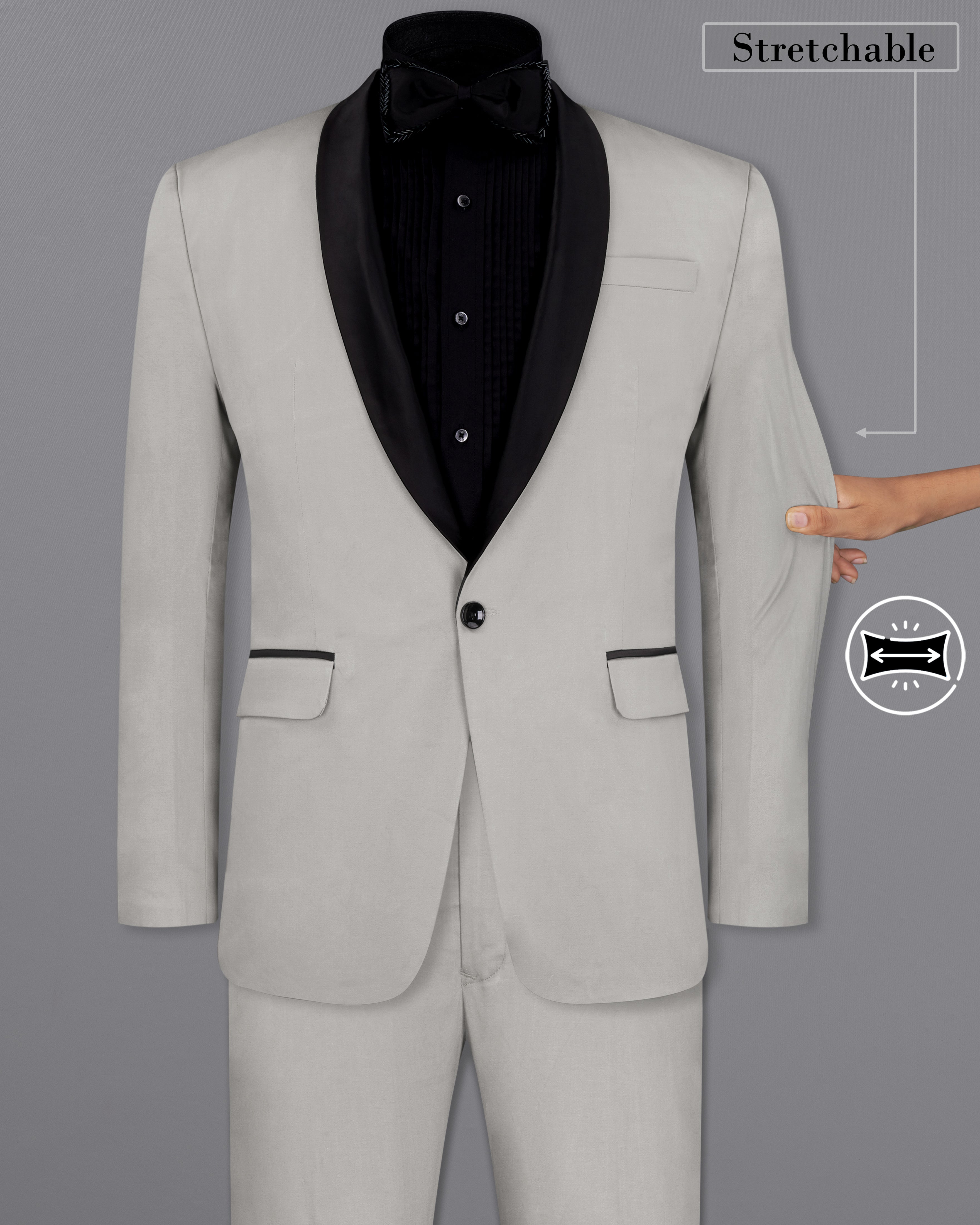 Martini Gray Tuxedo Premium Cotton Stretchable Suit ST2671-BKL, ST2671-BKL-36, ST2671-BKL-38, ST2671-BKL-40, ST2671-BKL-42, ST2671-BKL-44, ST2671-BKL-46, ST2671-BKL-48, ST2671-BKL-50, ST2671-BKL-52, ST2671-BKL-54, ST2671-BKL-56, ST2671-BKL-58, ST2671-BKL-60