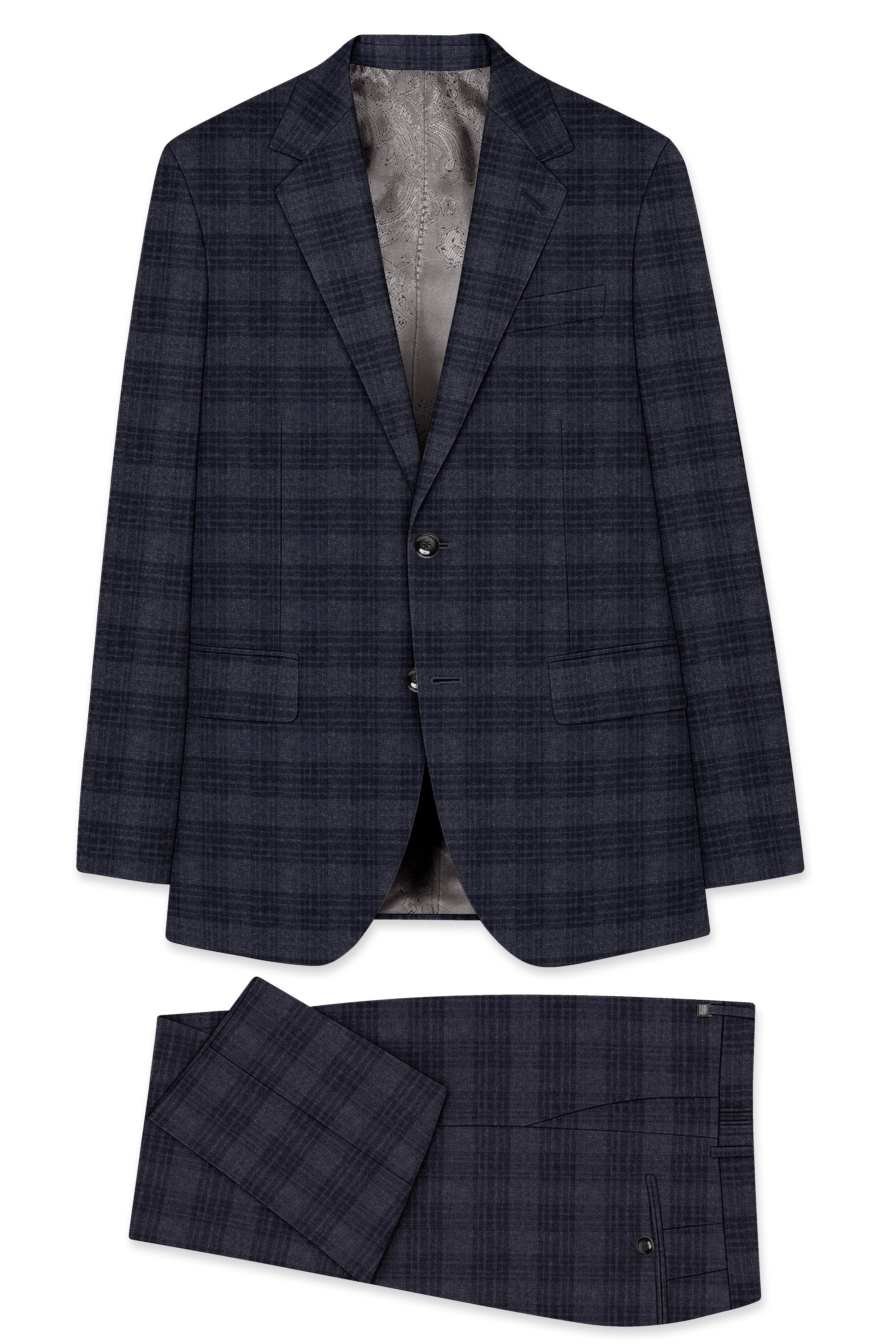 Tuna Gray Plaid Single-Breasted Suit