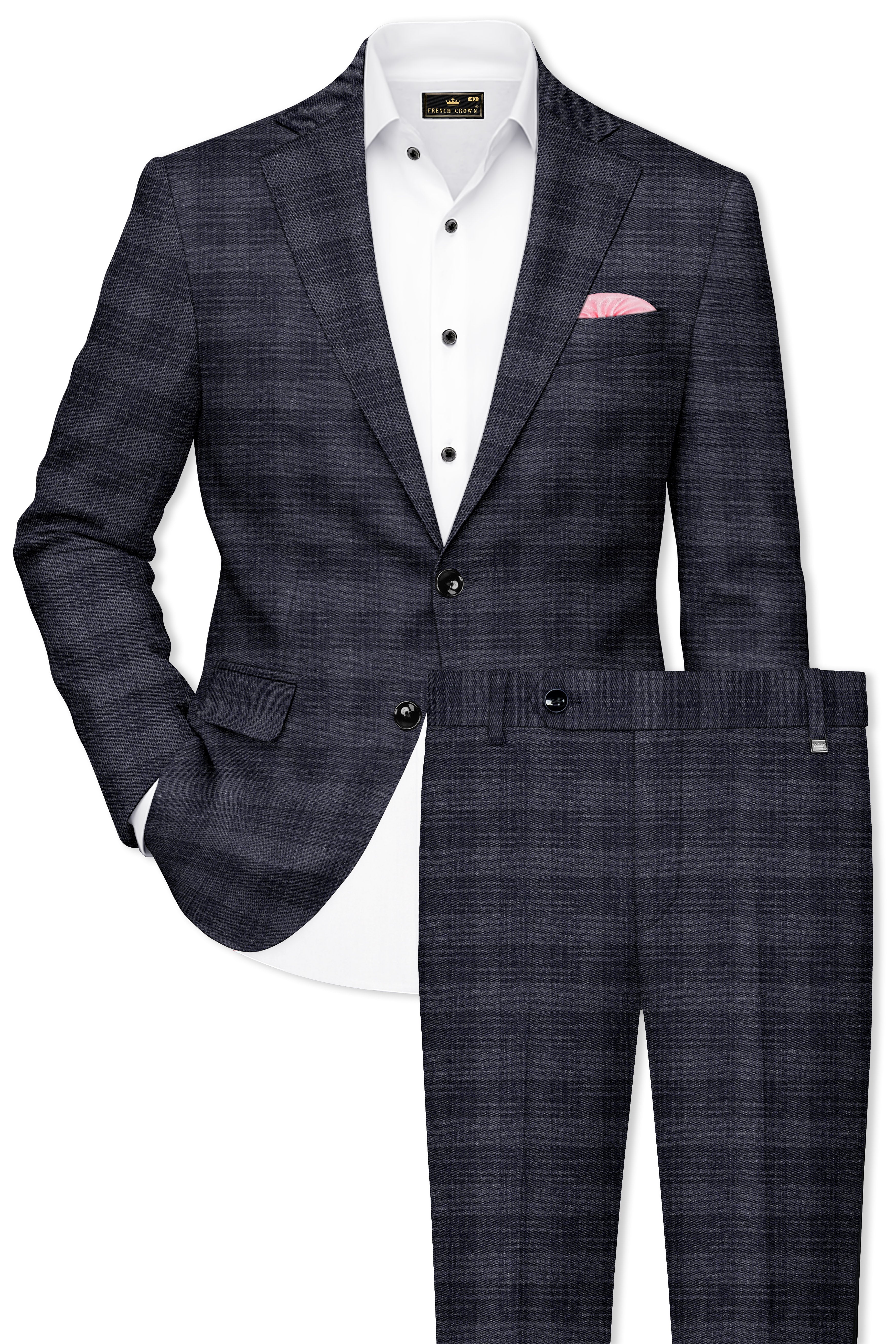 Tuna Gray Plaid Single-Breasted Suit