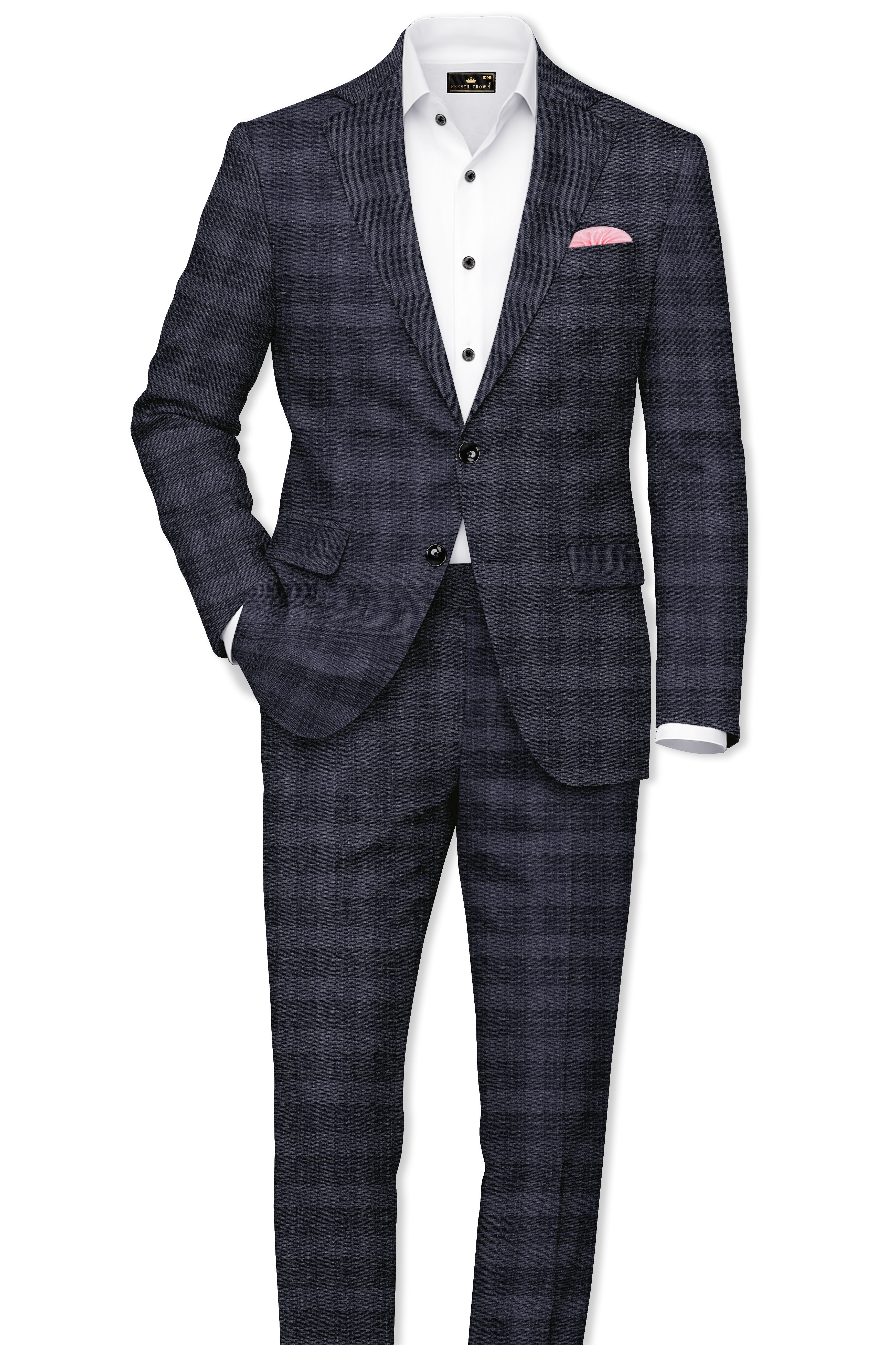 Tuna Gray Plaid Single-Breasted Suit