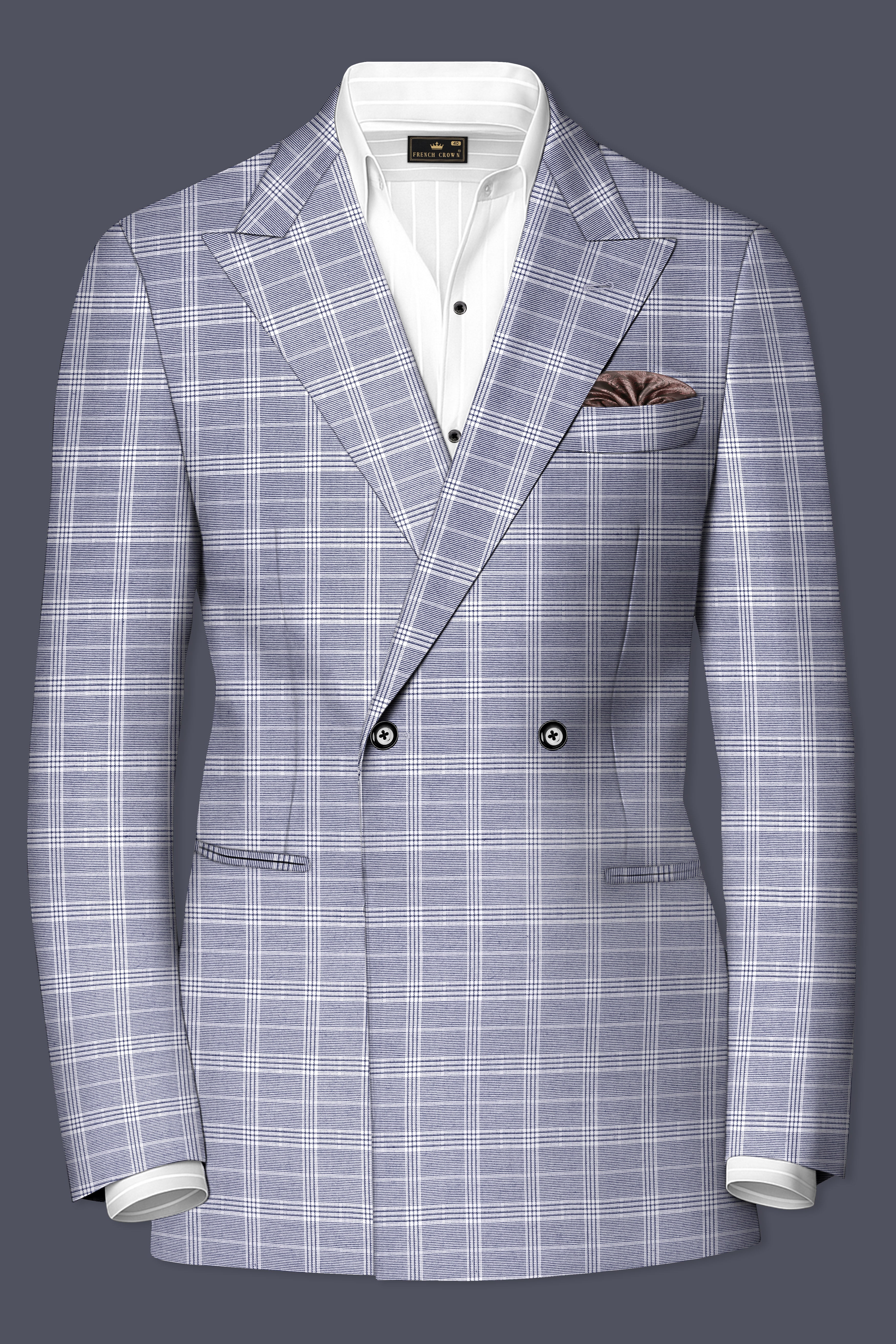 Monsoon Gray Plaid Double-Breasted Suit