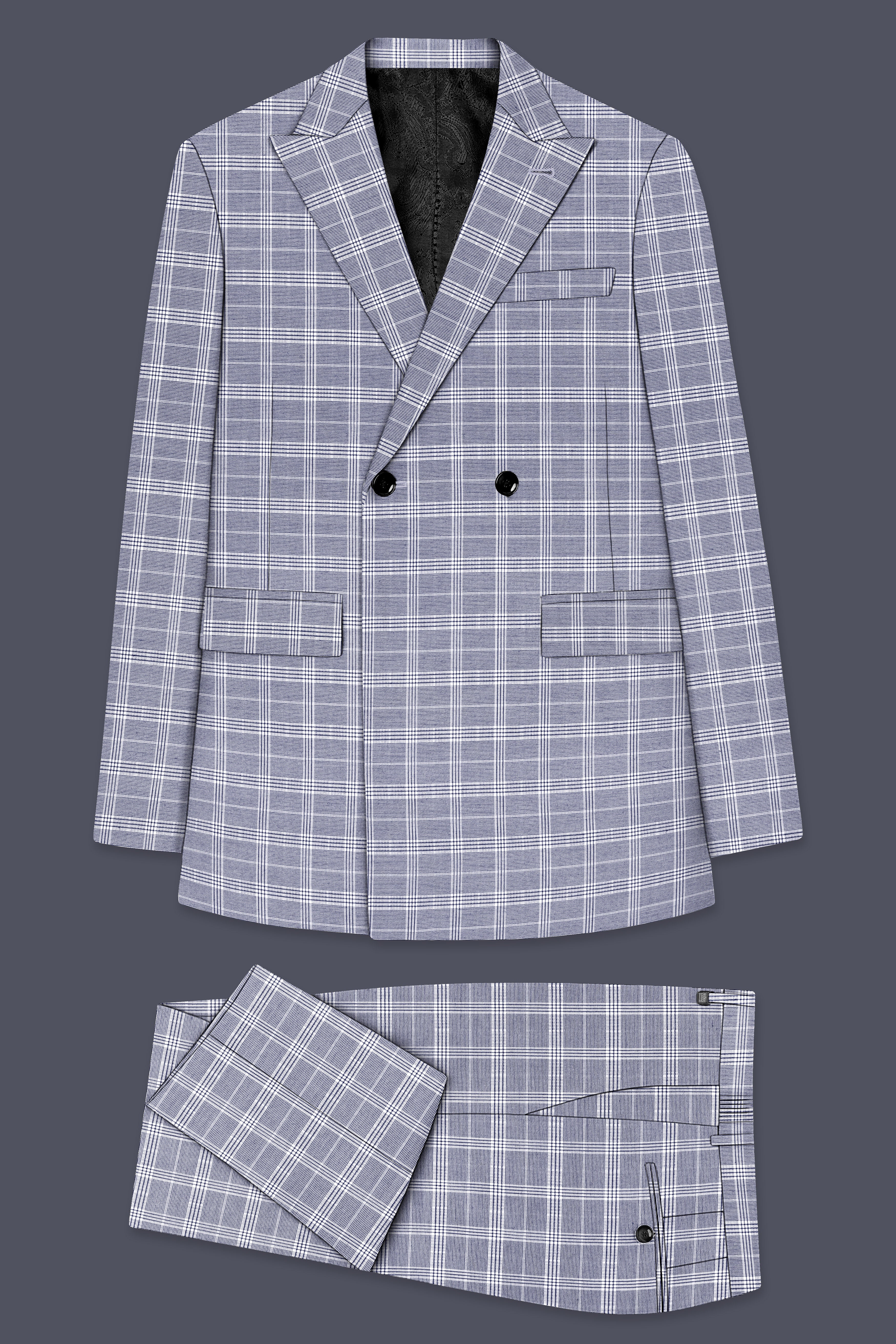 Monsoon Gray Plaid Double-Breasted Suit