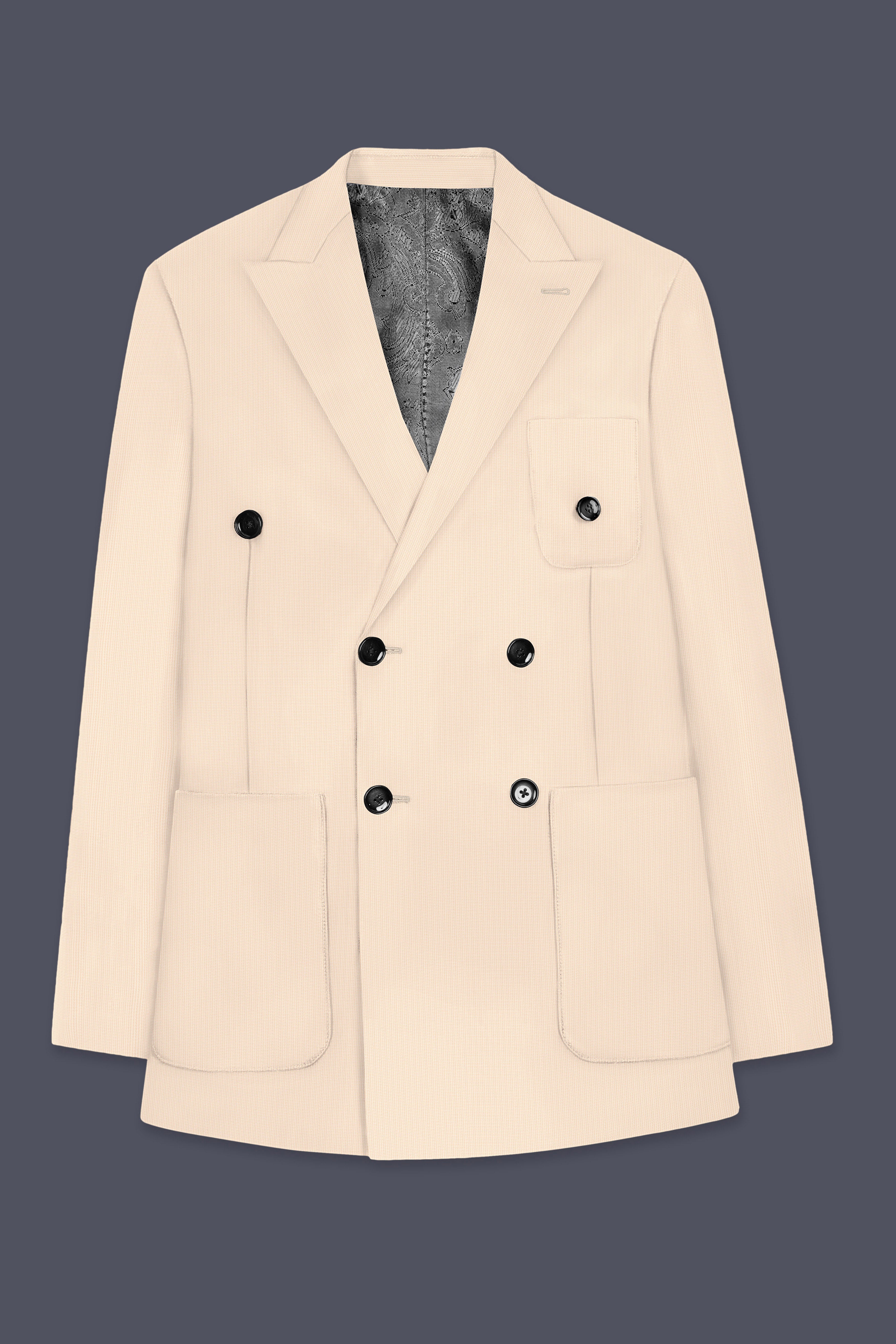 Pale Spring Cream Double-Breasted Sports Suit