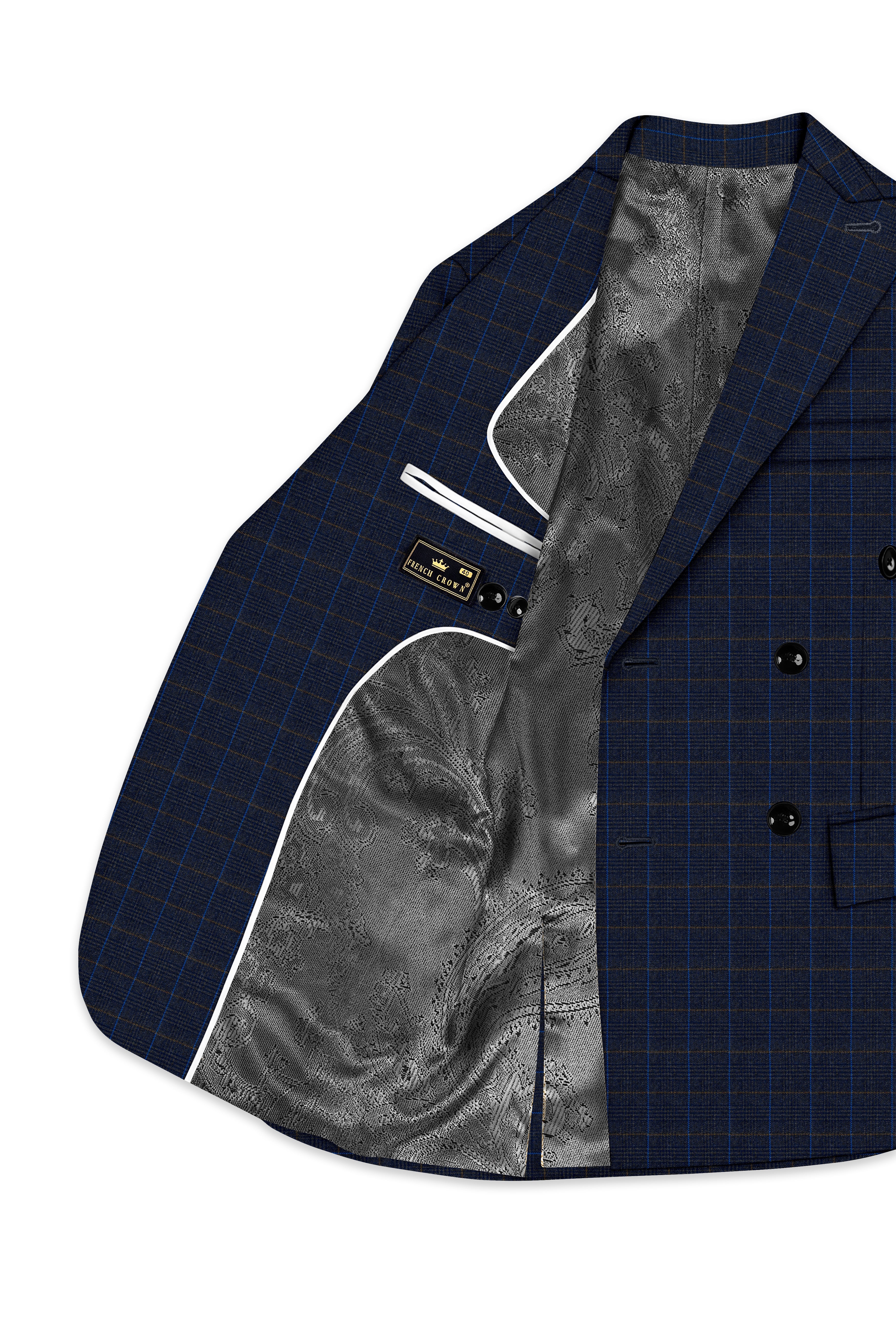 Iridium Dark Gray Windowpane Double Breaste Suit