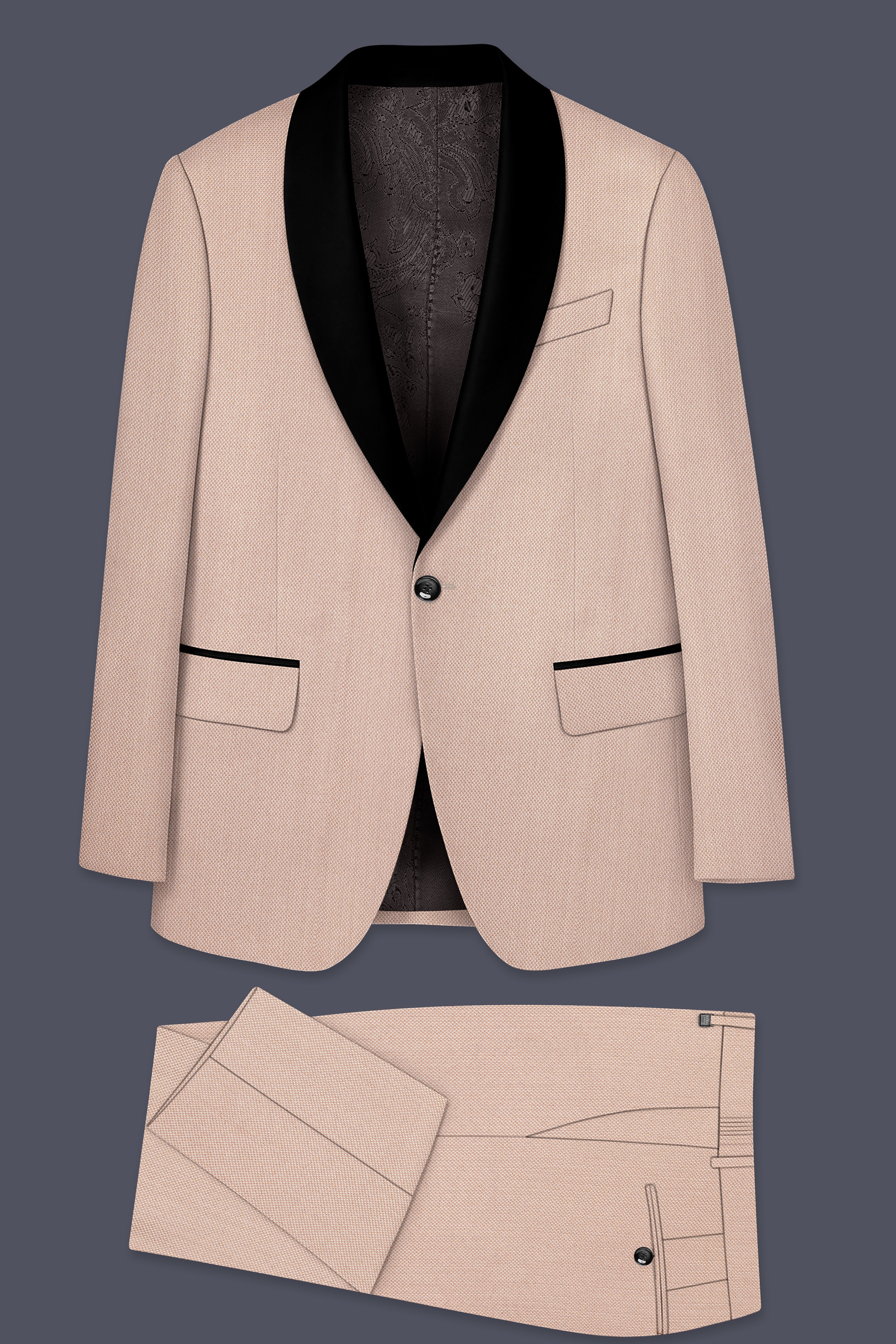 Thistle Brown Dobby Textured Tuxedo Suit