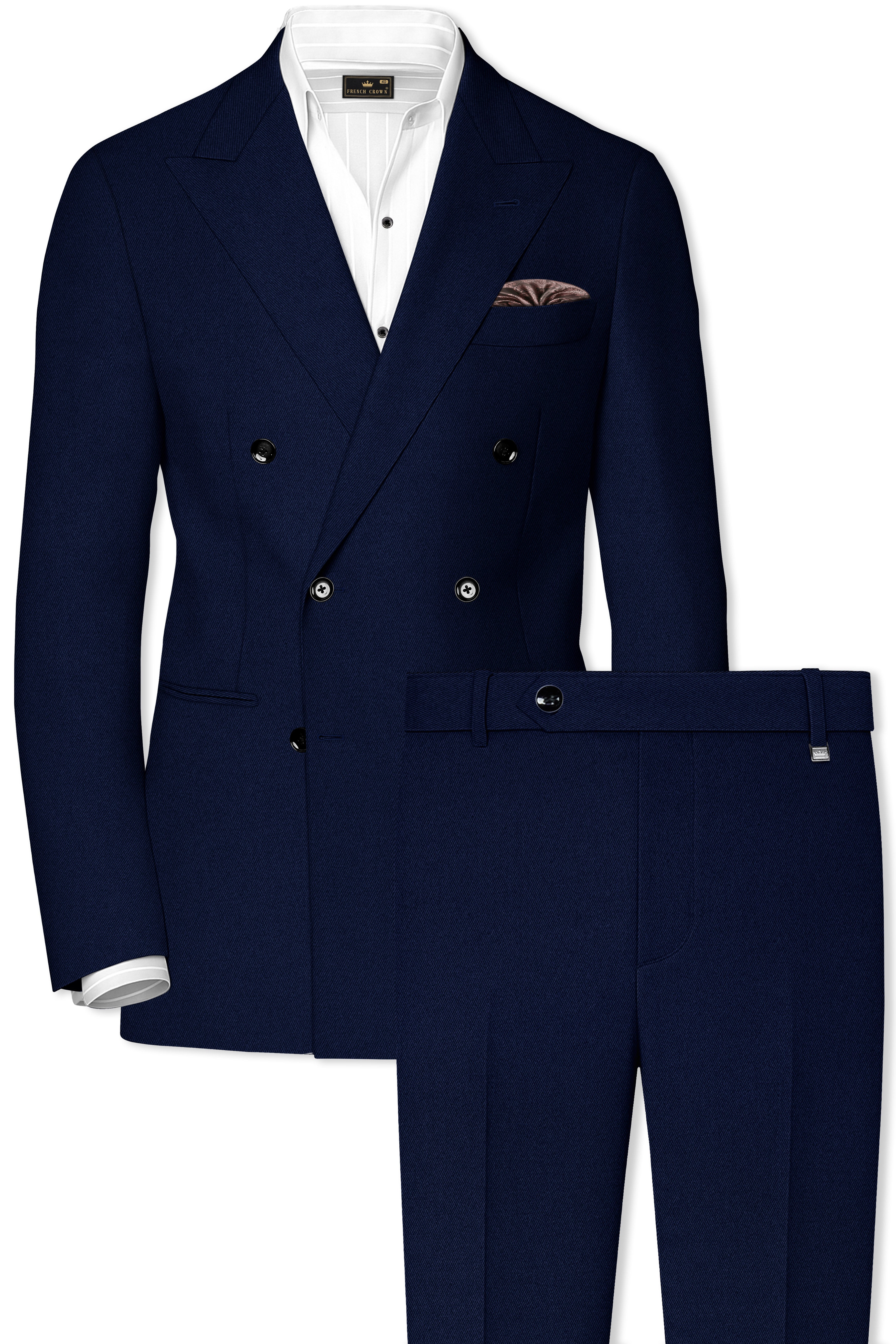 Mirage Blue Wool Rich Double Breasted Suit