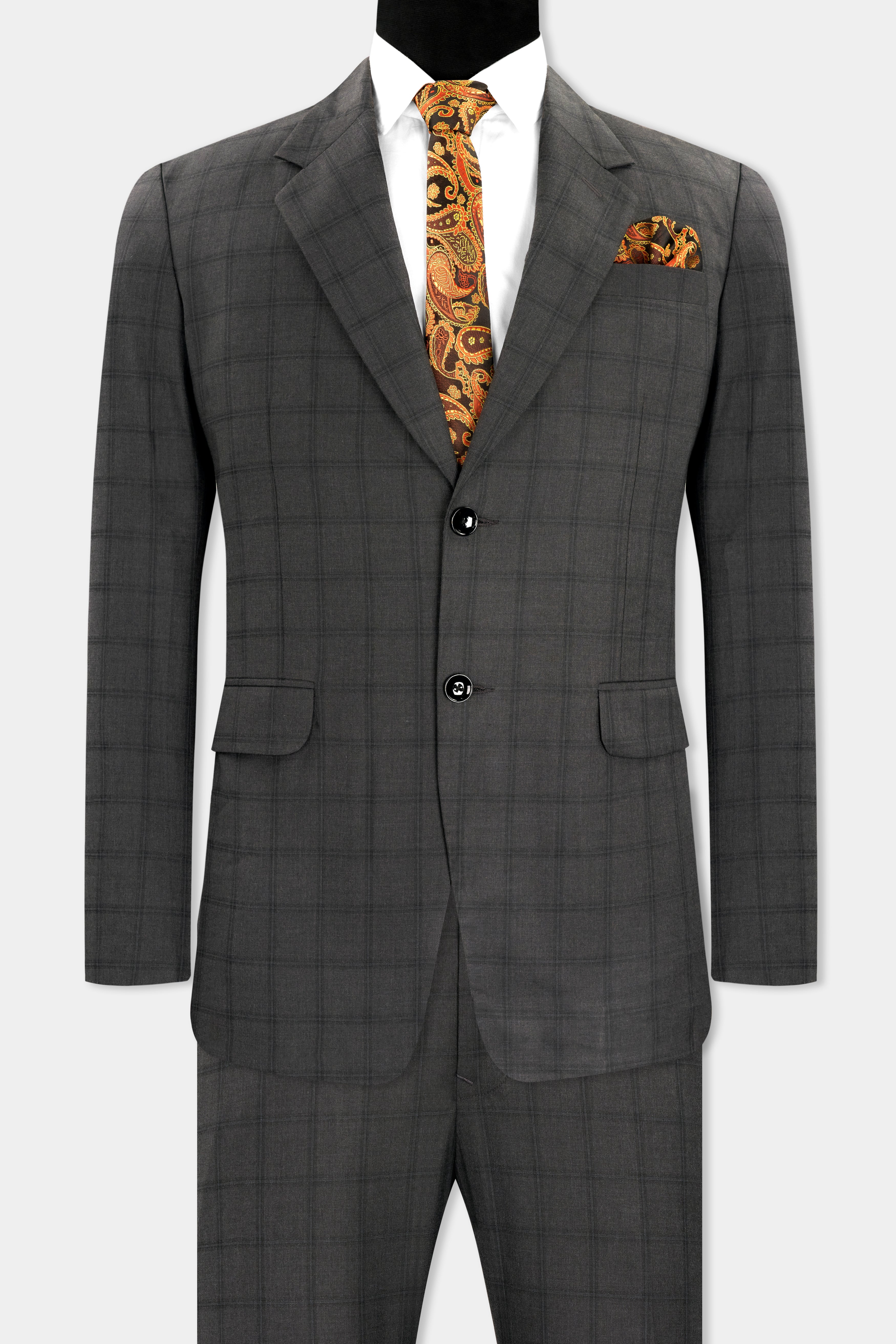 Chicago Gray Checkered Wool Rich Single Breasted Suit ST2741-SB-36, ST2741-SB-38, ST2741-SB-40, ST2741-SB-42, ST2741-SB-44, ST2741-SB-46, ST2741-SB-48, ST2741-SB-50, ST2741-SB-52, ST2741-SB-54, ST2741-SB-56, ST2741-SB-58, ST2741-SB-60