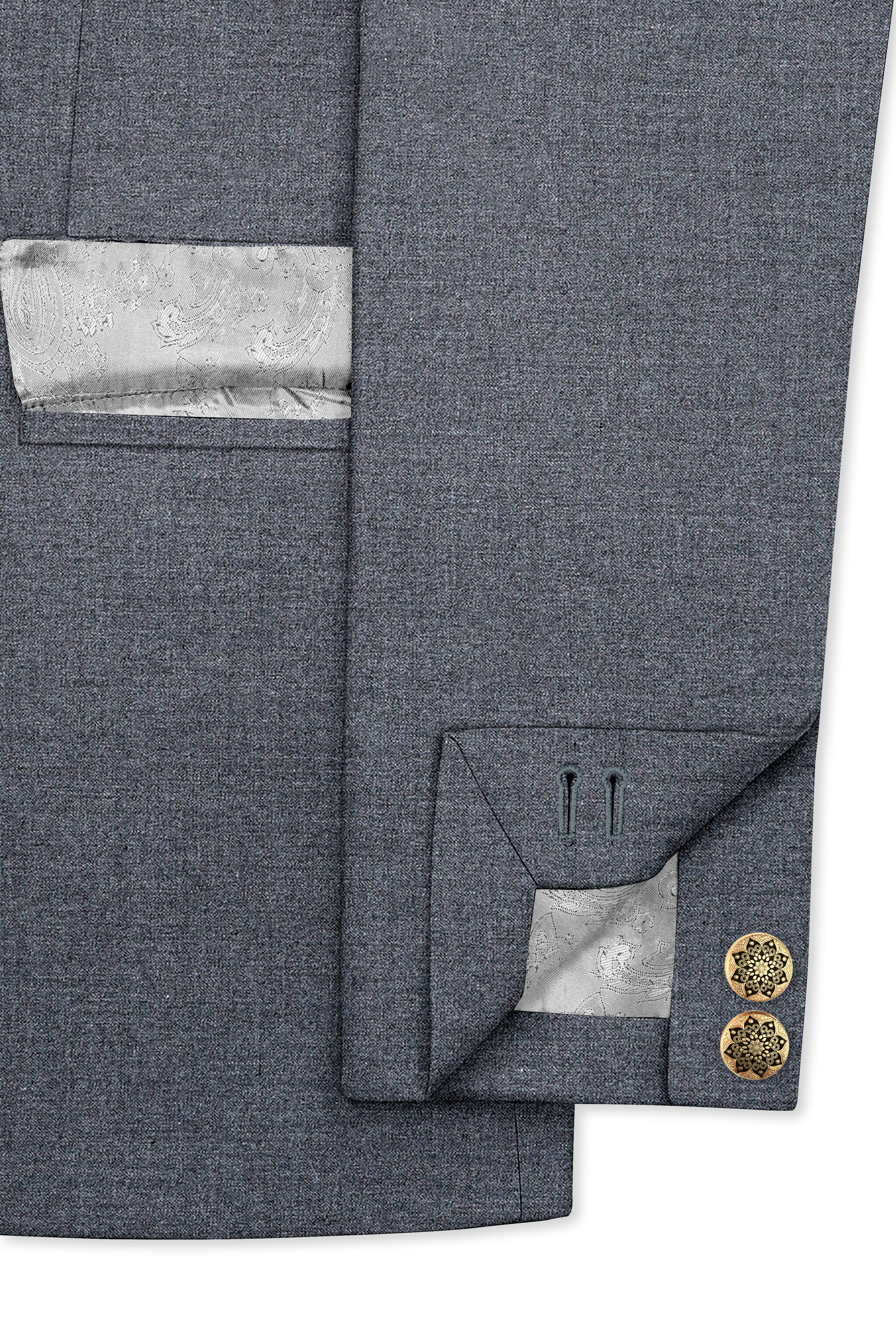 Fuscous Gray Wool Rich Single Breasted Designer Suit