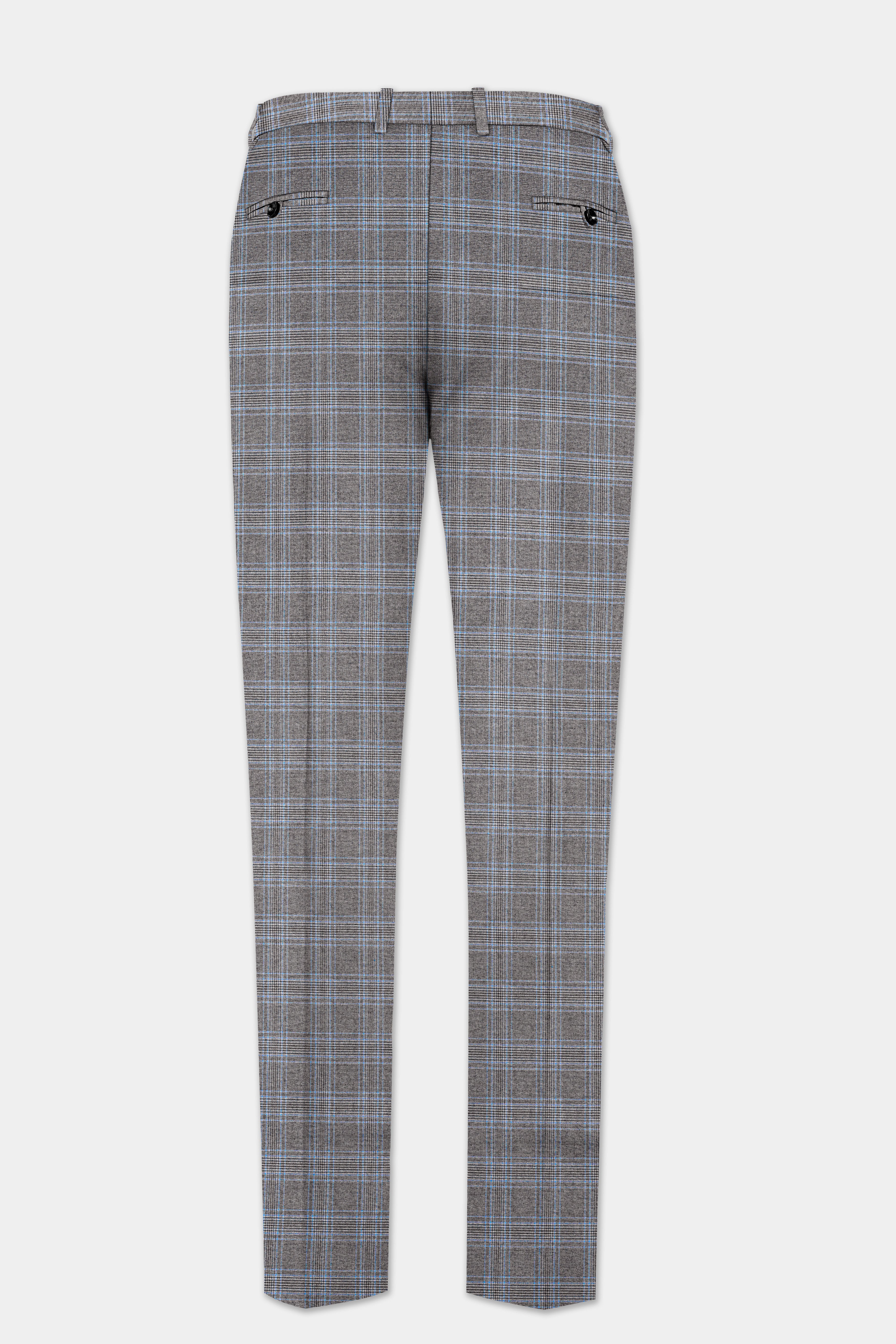 Dorado Blue with Casper Gray Plaid Wool Rich Double Breasted Suit