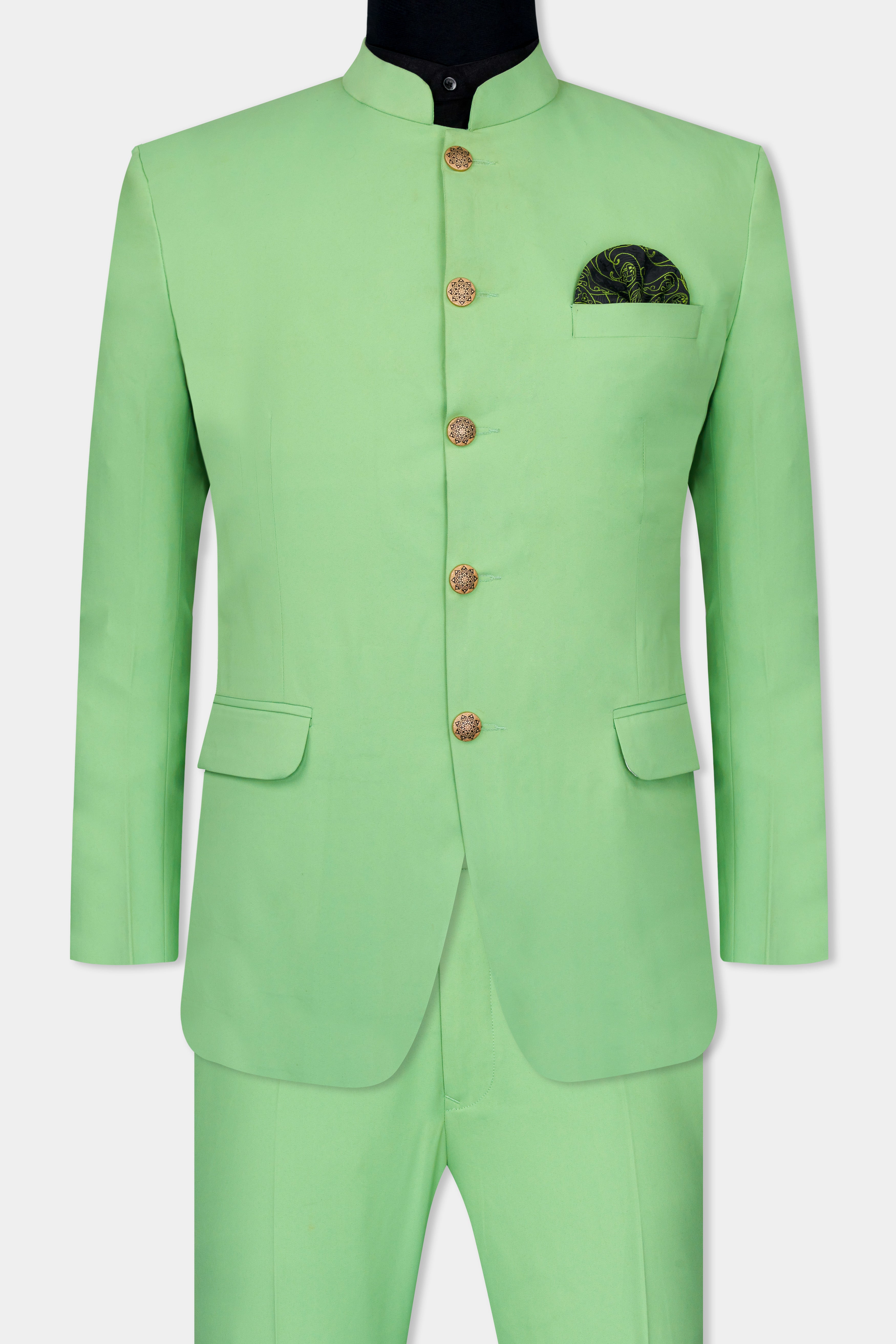 Pistachio Green Wool Rich Bandhgala Suit ST2752-BG-36, ST2752-BG-38, ST2752-BG-40, ST2752-BG-42, ST2752-BG-44, ST2752-BG-46, ST2752-BG-48, ST2752-BG-50, ST2752-BG-52, ST2752-BG-54, ST2752-BG-56, ST2752-BG-58, ST2752-BG-60