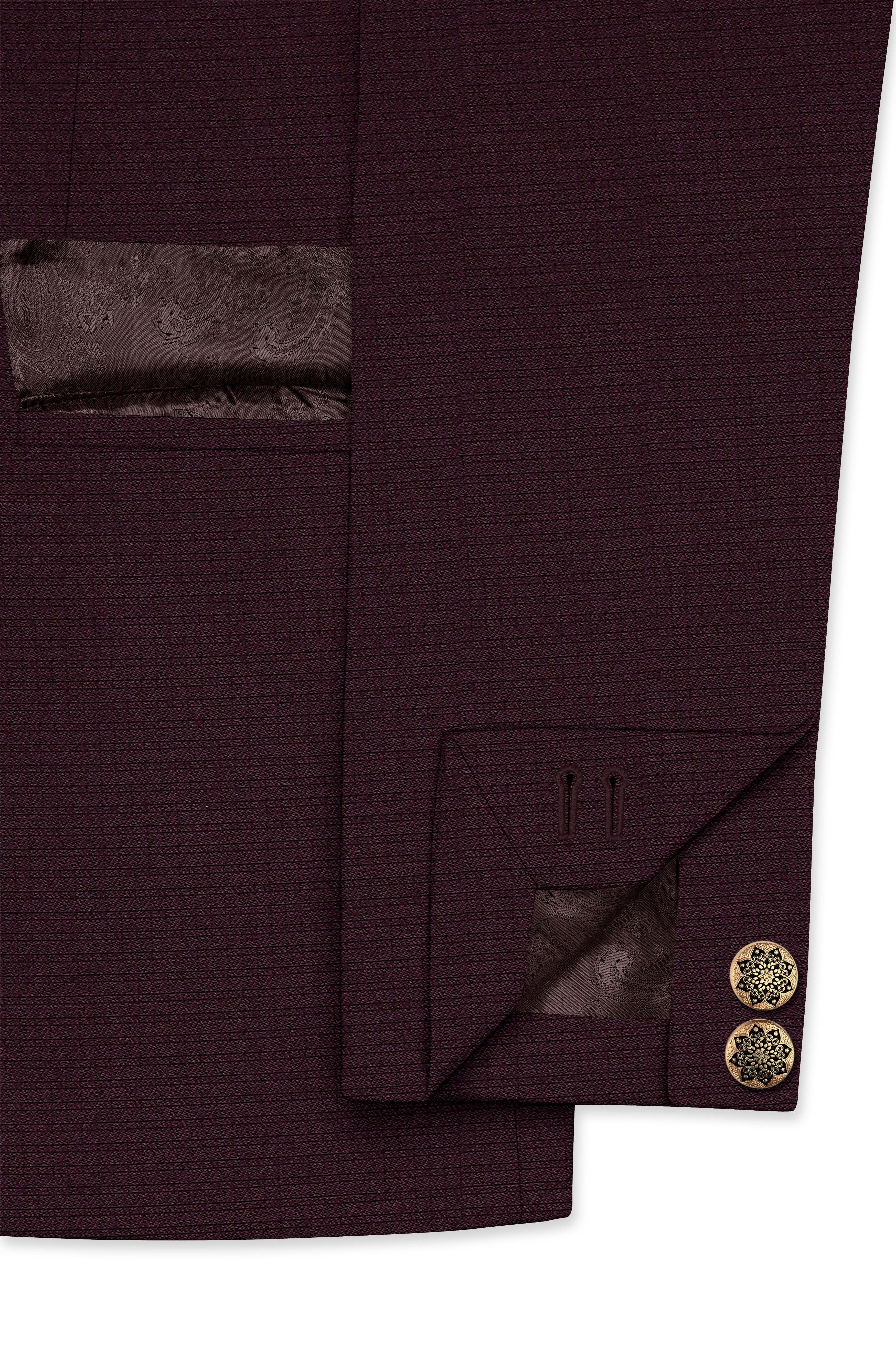 Eclipse Maroon Wool Rich Cross Placket Bandhgala Suit