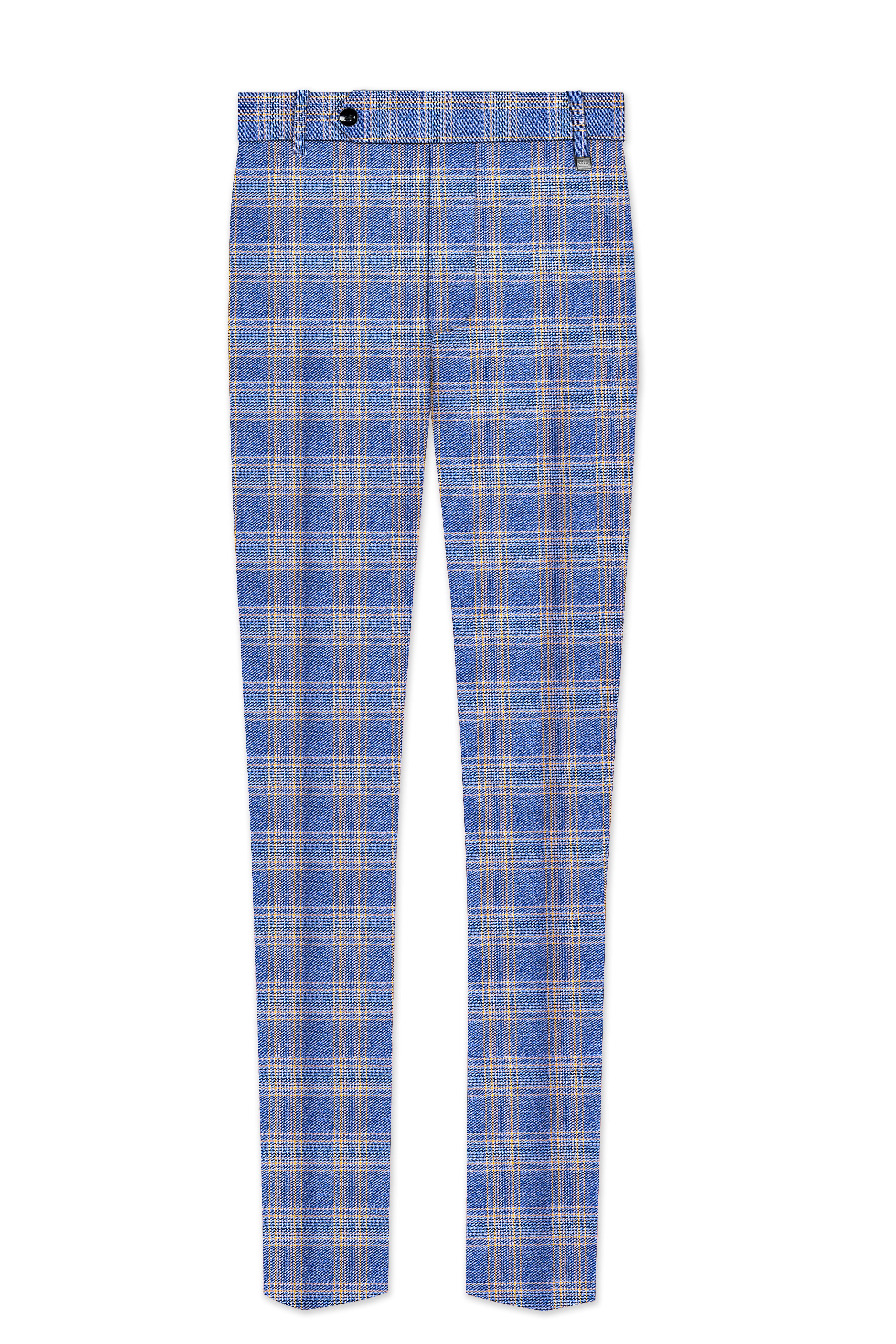 Scampi Blue and Muesli Brown Plaid Wool Rich Cross Placket Bandhgala Suit