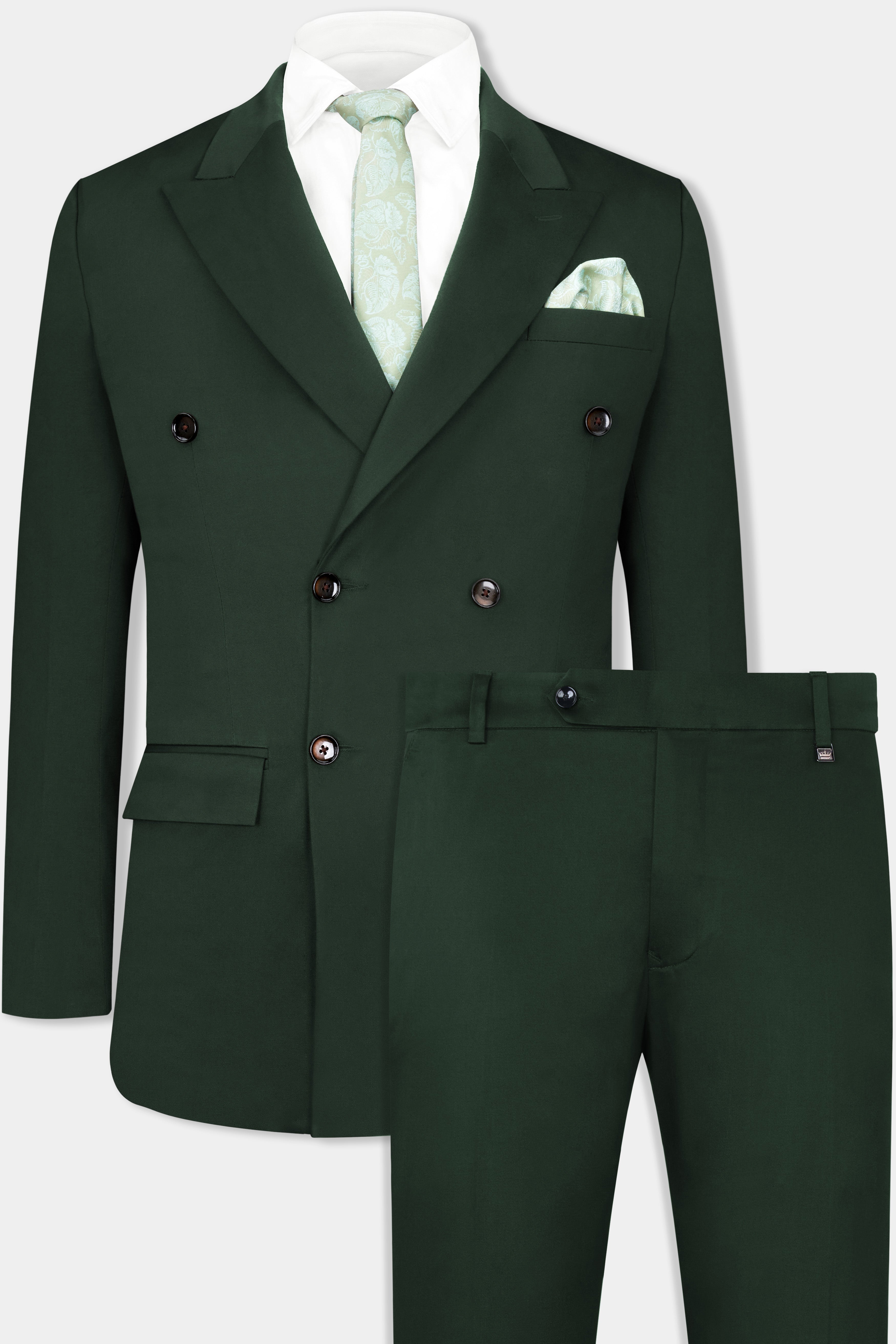 Heavy Metal Green Double Breasted Premium Cotton Stretchable traveler Suit ST2773-DB-36, ST2773-DB-38, ST2773-DB-40, ST2773-DB-42, ST2773-DB-44, ST2773-DB-46, ST2773-DB-48, ST2773-DB-50, ST2773-DB-52, ST2773-DB-54, ST2773-DB-56, ST2773-DB-58, ST2773-DB-60