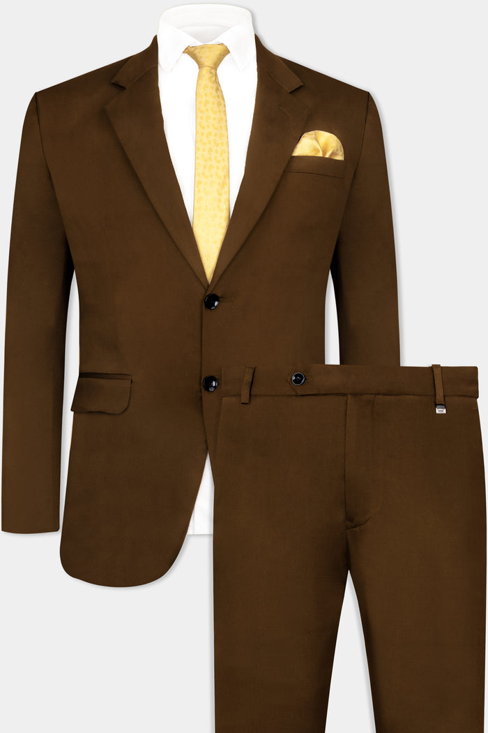 METALLIC BRONZE BROWN PREMIUM COTTON STRETCHABLE TRAVELER SUIT