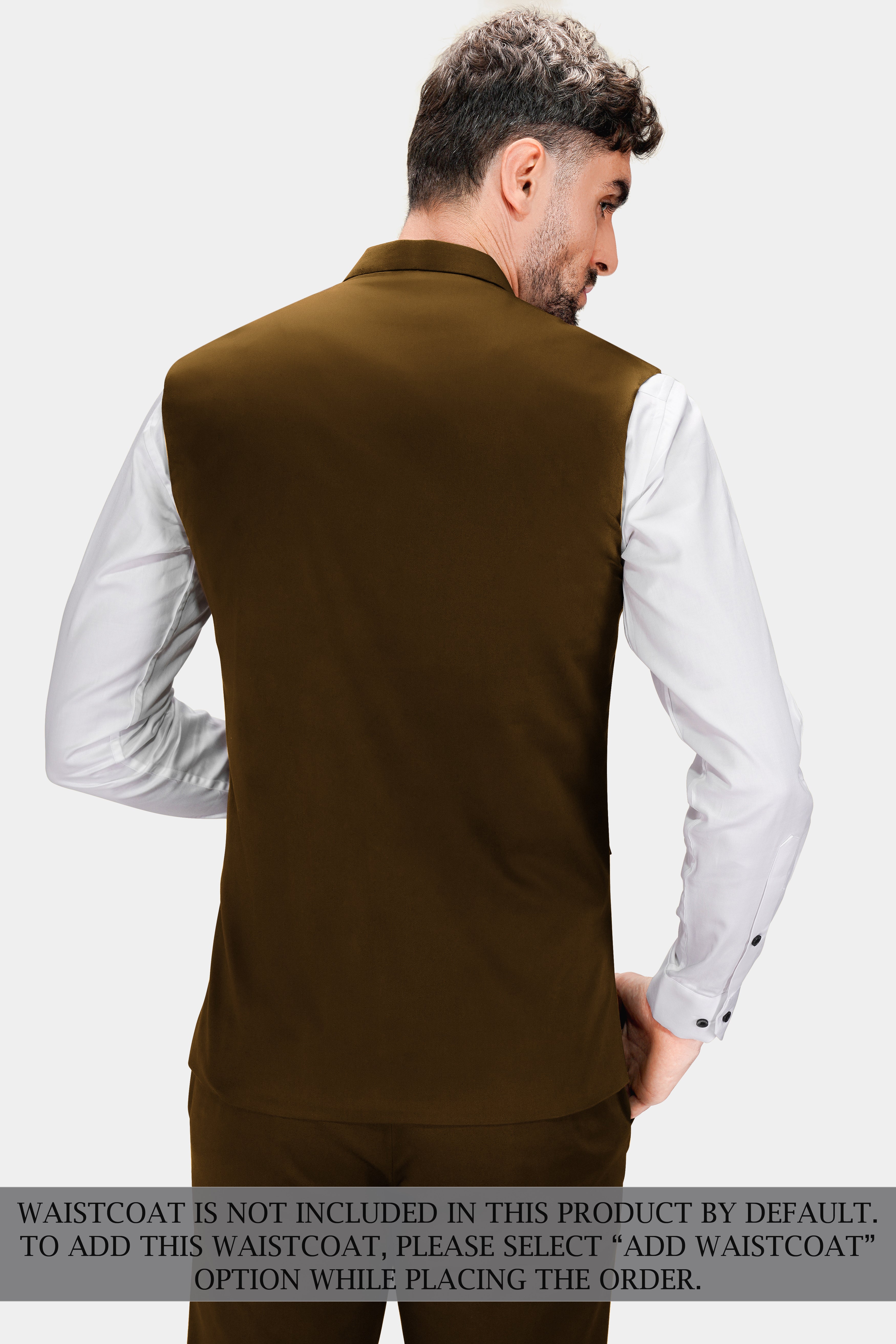 Metallic Bronze Brown Premium Cotton Cross Placket Bandhgala Stretchable traveler Suit