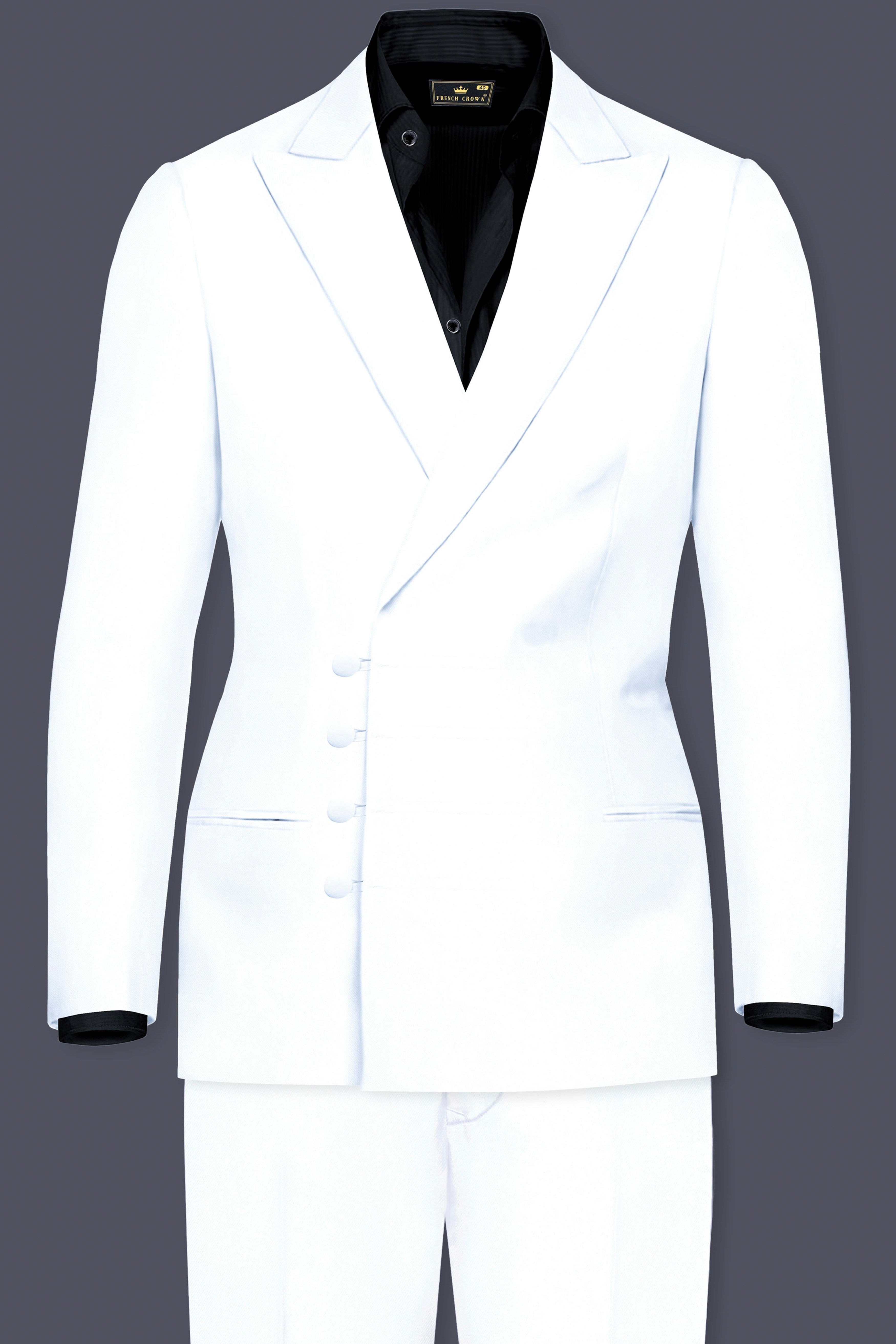 Bright White Stretchable Wool Rich Designer Suit