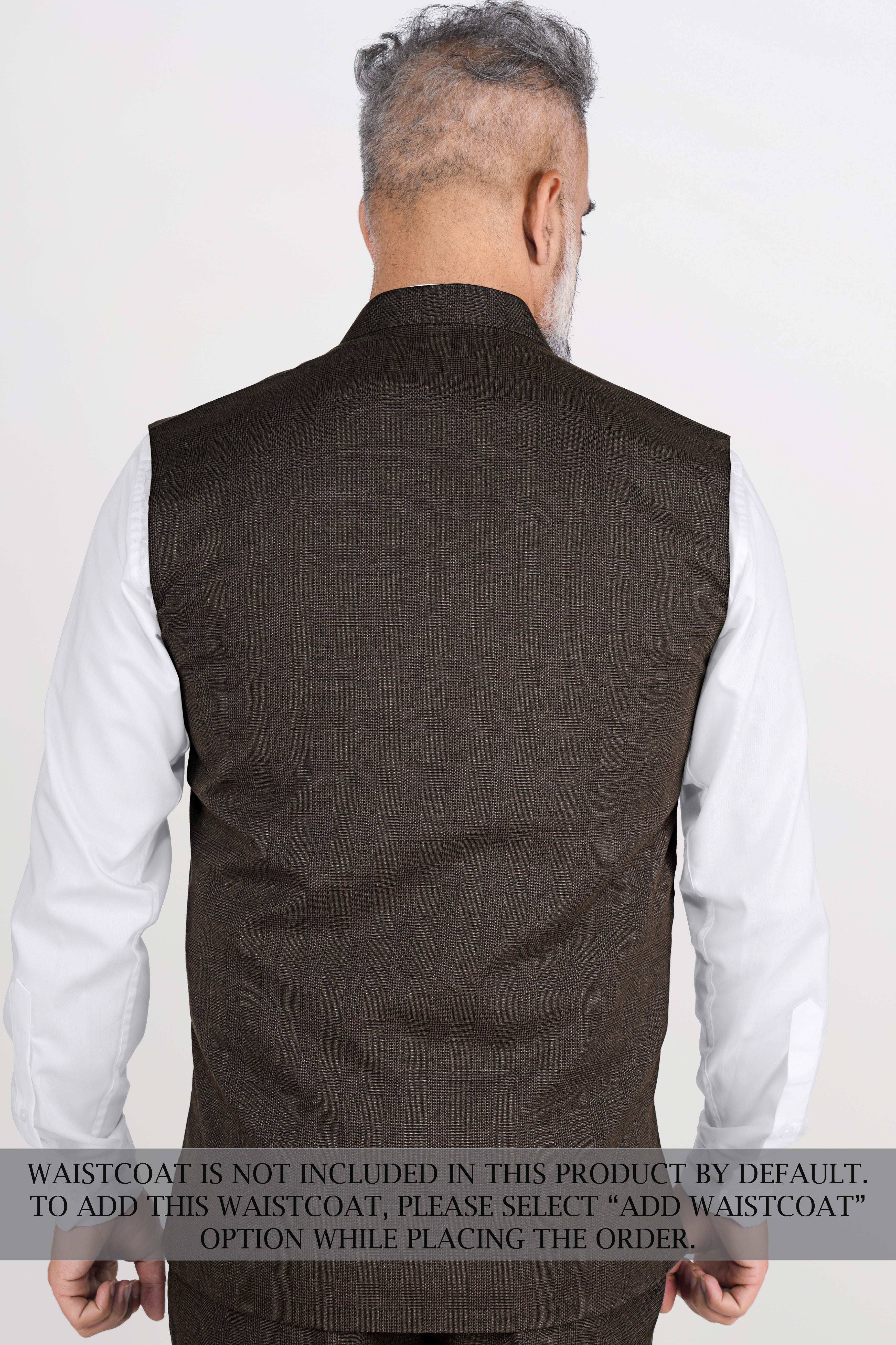 Bistre Brown Wool Rich Cross Placket Bandhgala Designer Suit
