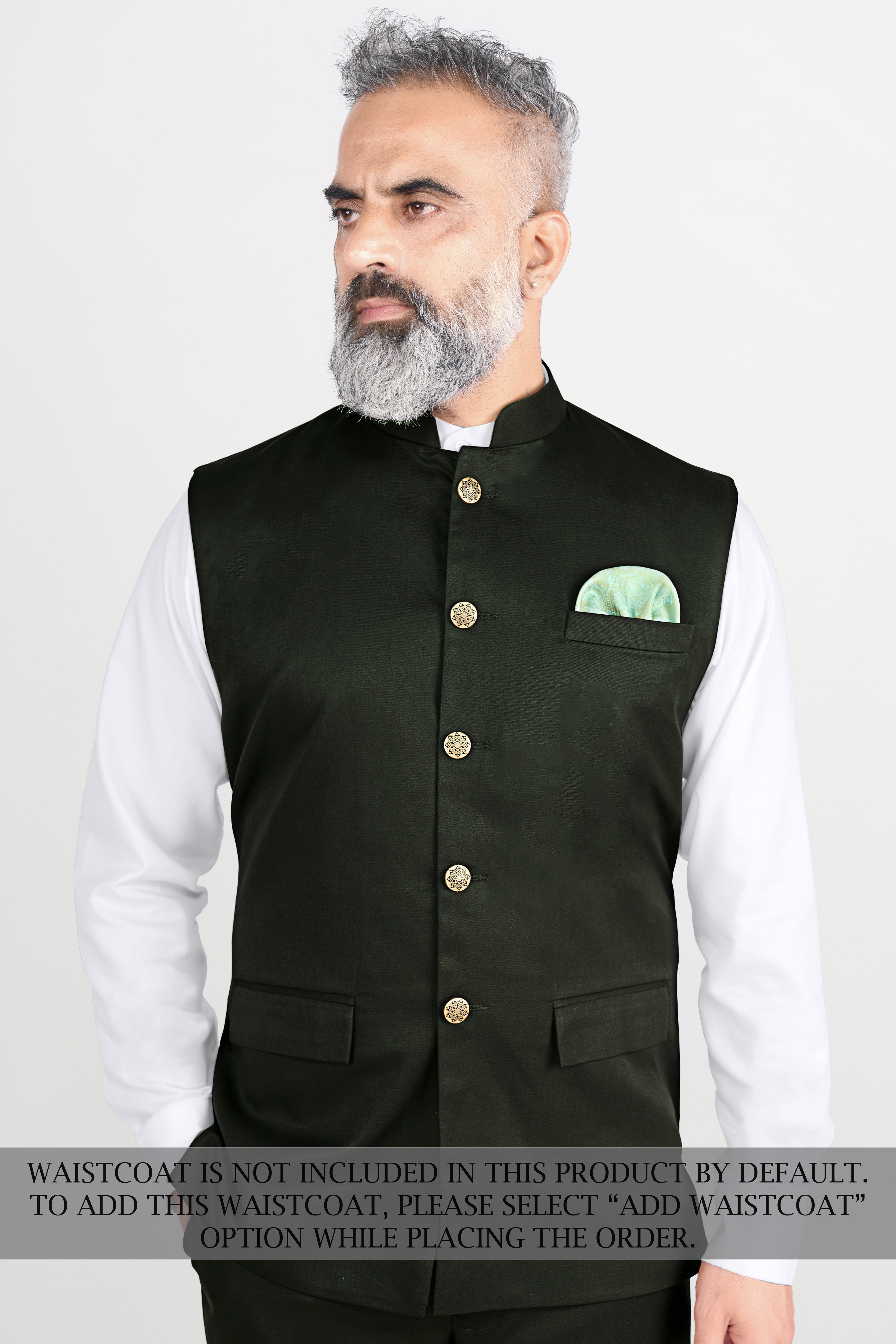Rangoon Green Wool Rich Bandhgala Designer Suit
