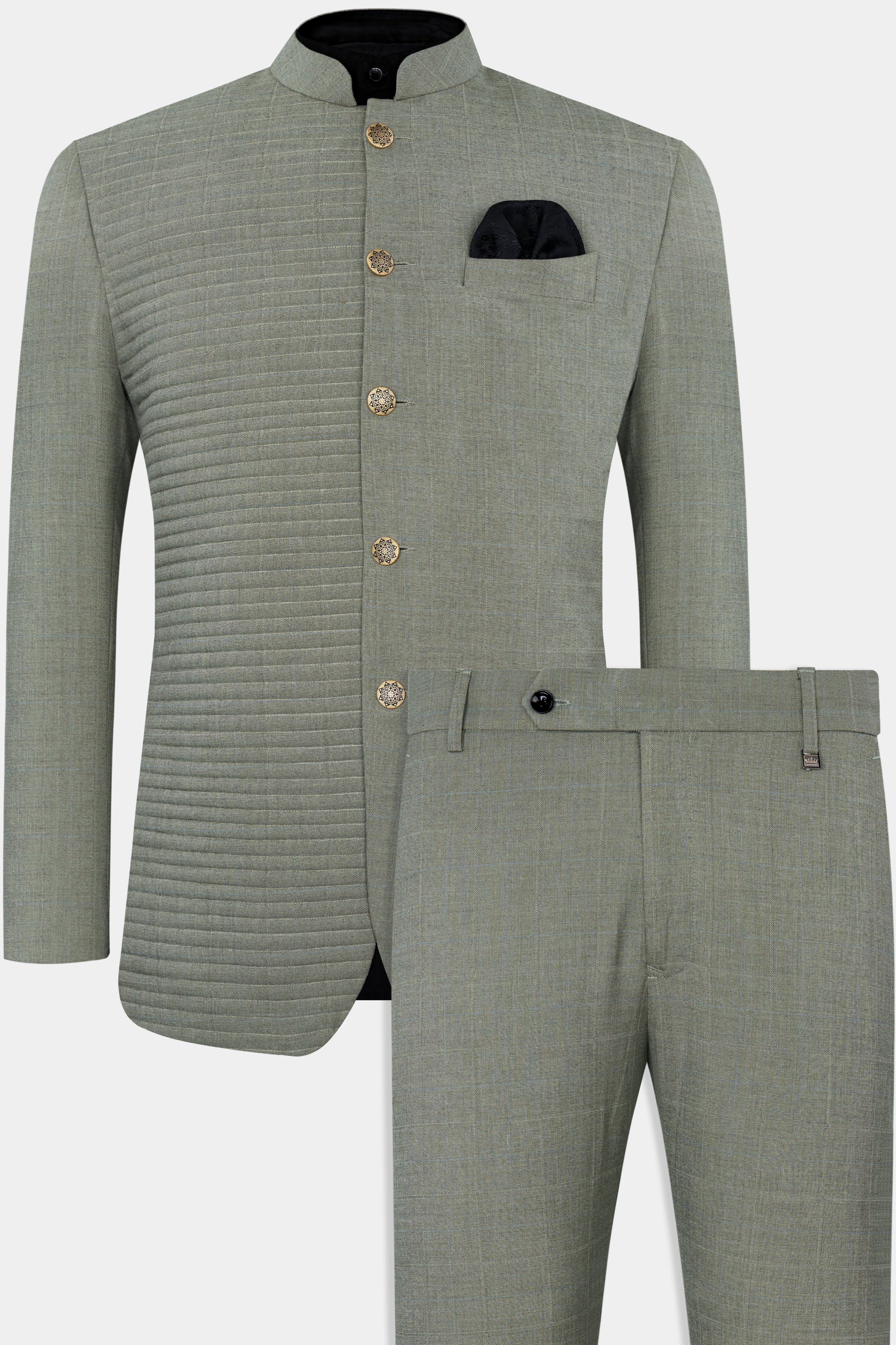 Davys Gray with Horizontal Stitches Wool Rich Designer Bandhgala Stretchable traveler Suit ST2813-BG-D168-36, ST2813-BG-D168-38, ST2813-BG-D168-40, ST2813-BG-D168-42, ST2813-BG-D168-44, ST2813-BG-D168-46, ST2813-BG-D168-48, ST2813-BG-D168-50, ST2813-BG-D168-52, ST2813-BG-D168-54, ST2813-BG-D168-56, ST2813-BG-D168-58, ST2813-BG-D168-60