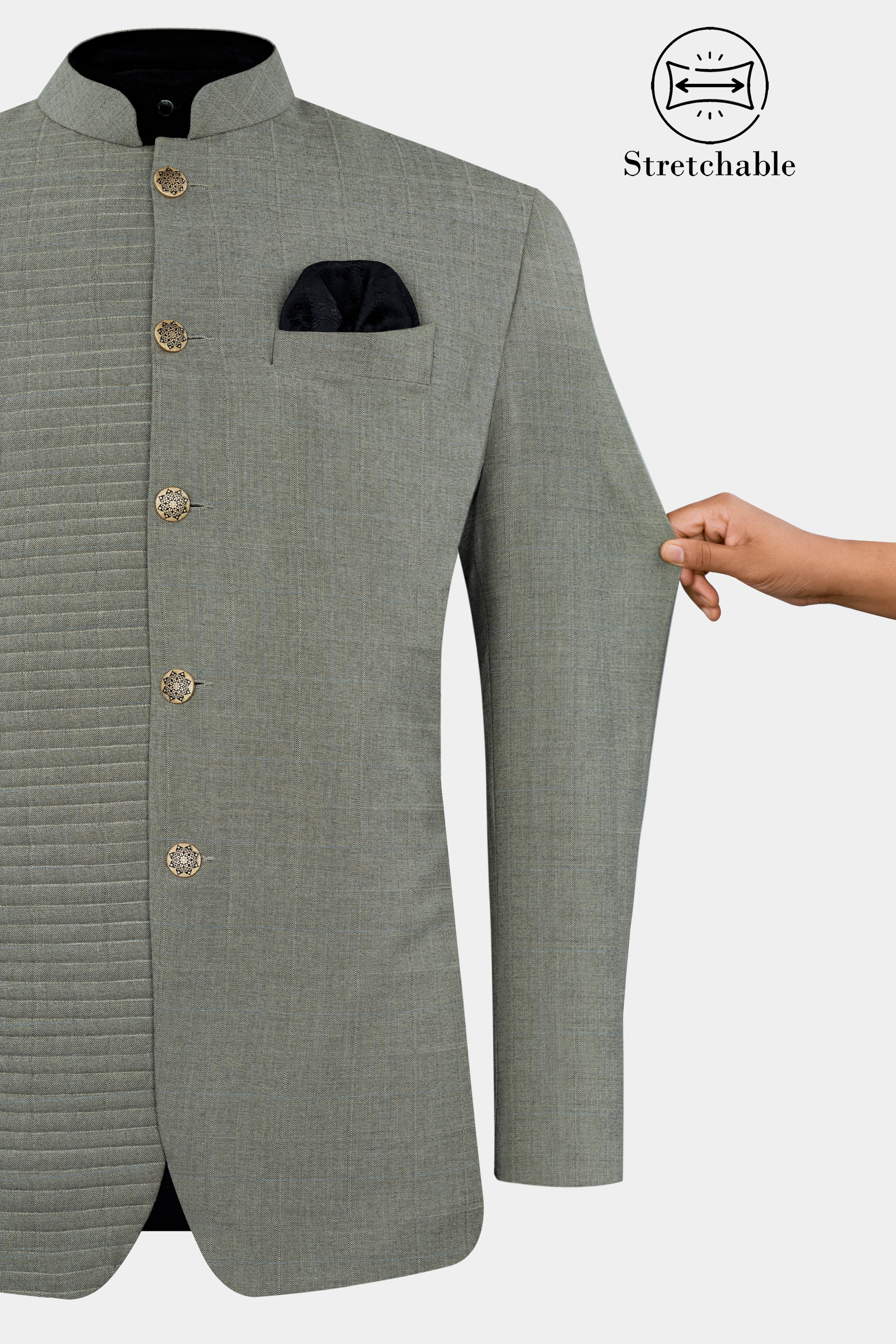 Davys Gray with Horizontal Stitches Wool Rich Designer Bandhgala Stretchable traveler Suit ST2813-BG-D168-36, ST2813-BG-D168-38, ST2813-BG-D168-40, ST2813-BG-D168-42, ST2813-BG-D168-44, ST2813-BG-D168-46, ST2813-BG-D168-48, ST2813-BG-D168-50, ST2813-BG-D168-52, ST2813-BG-D168-54, ST2813-BG-D168-56, ST2813-BG-D168-58, ST2813-BG-D168-60