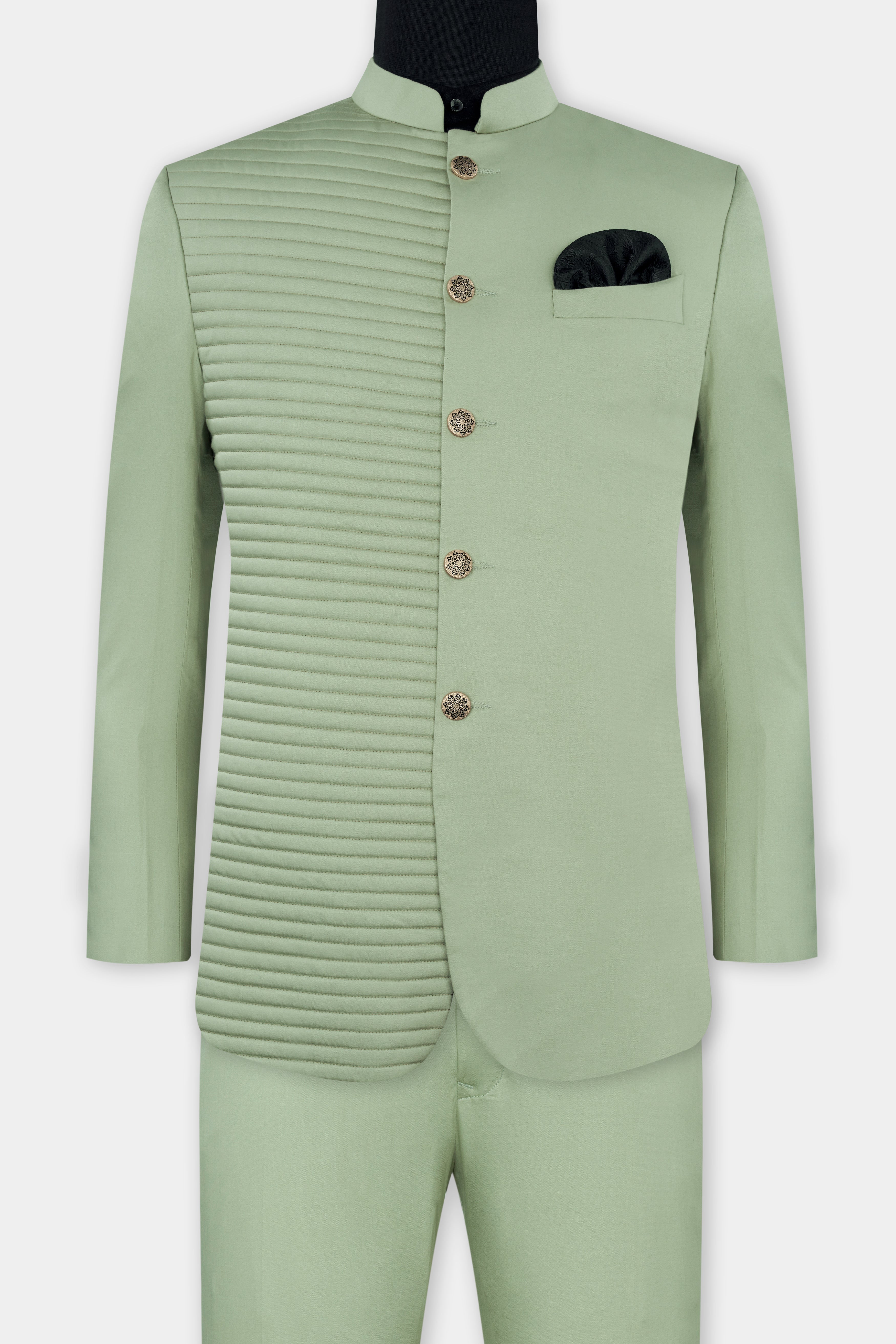 Asparagus Green with Horizontal Stitches Premium Cotton Bandhgala Designer Suit ST2814-BG-D168-36, ST2814-BG-D168-38, ST2814-BG-D168-40, ST2814-BG-D168-42, ST2814-BG-D168-44, ST2814-BG-D168-46, ST2814-BG-D168-48, ST2814-BG-D168-50, ST2814-BG-D168-52, ST2814-BG-D168-54, ST2814-BG-D168-56, ST2814-BG-D168-58, ST2814-BG-D168-60