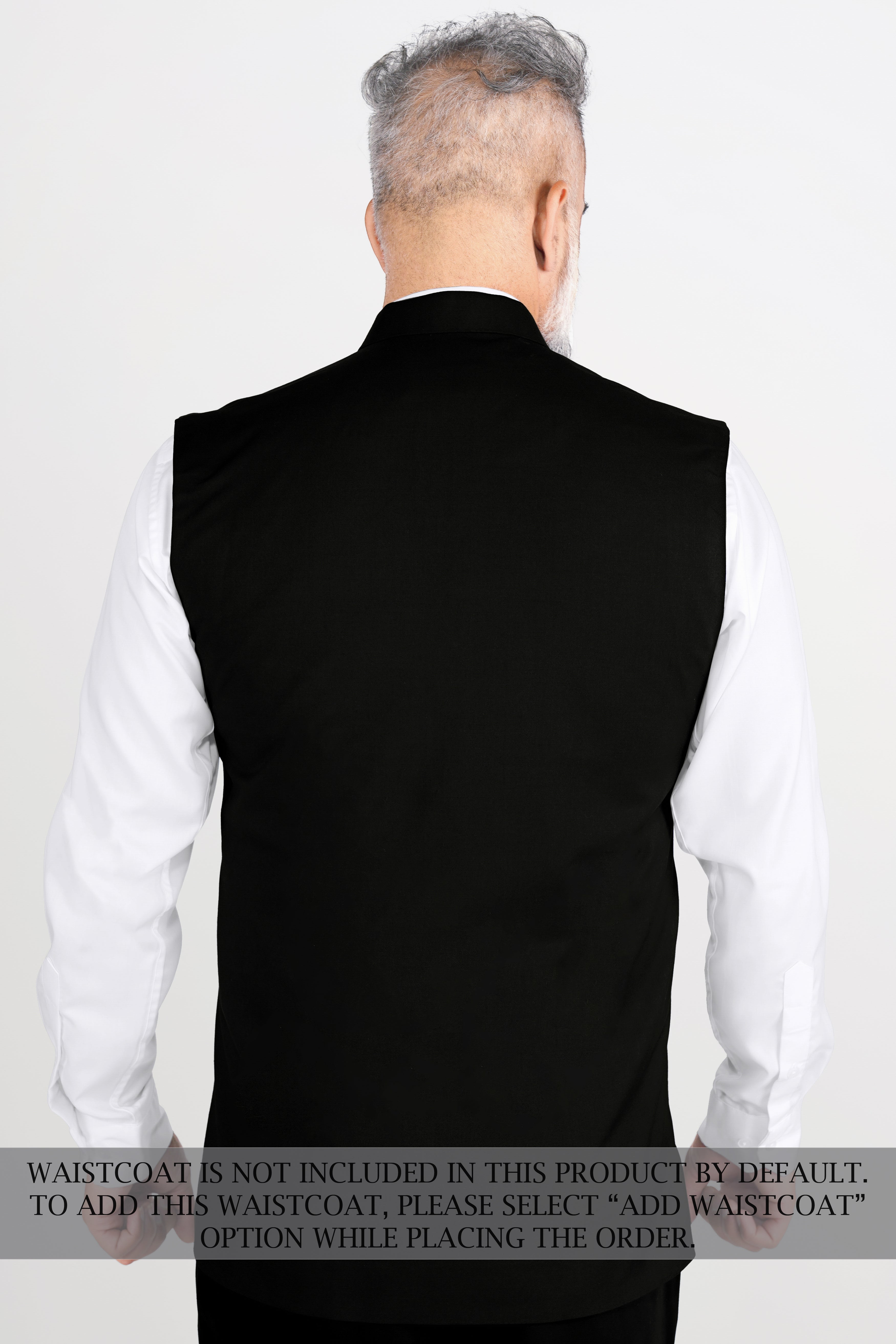 Jade Black Wool Rich Cross Placket Bandhgala Designer Stretchable traveler Suit