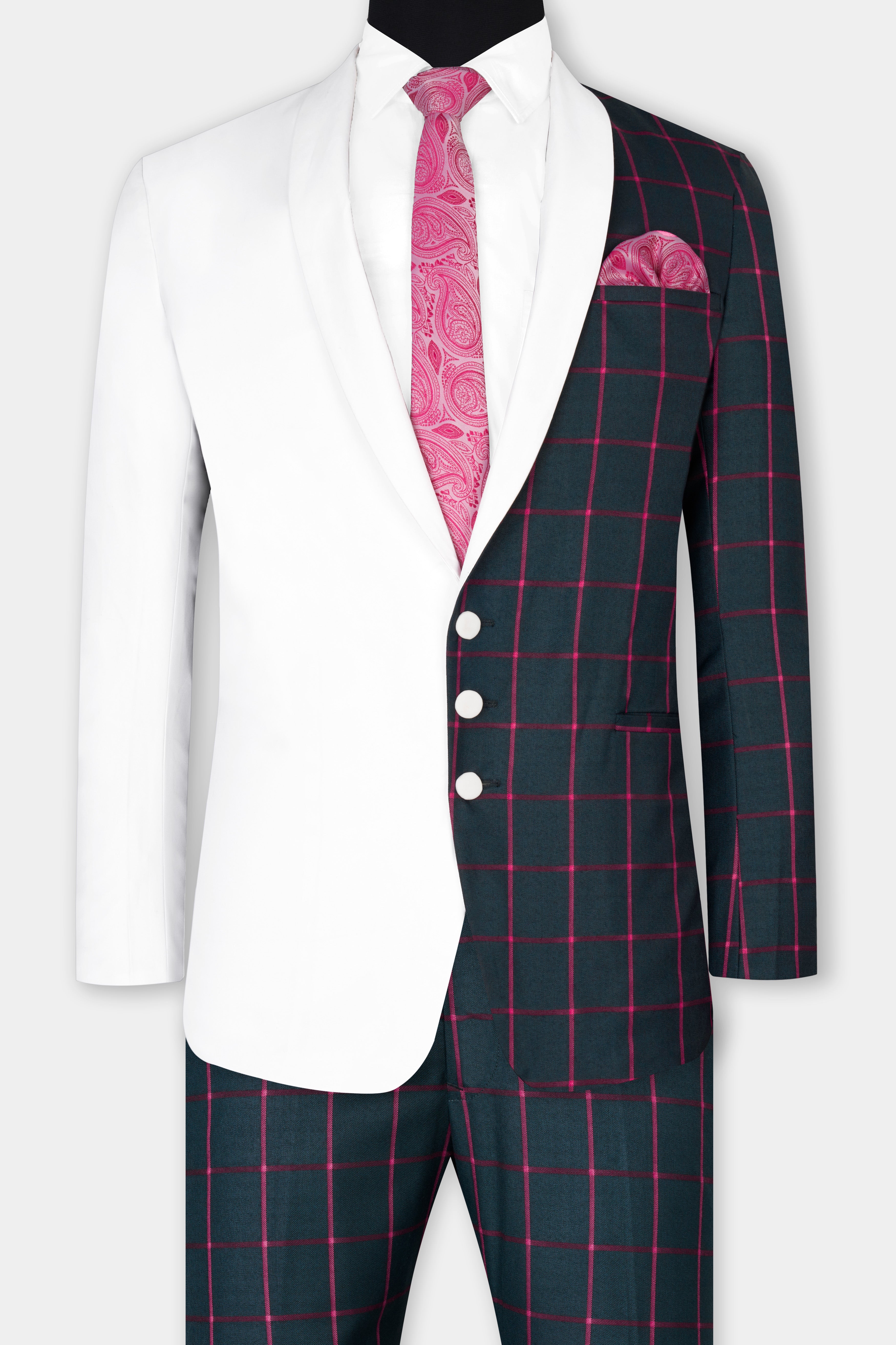 Half White and Half Windowpane Wool Rich Designer Suit ST2843-WKL-FB-D51-36, ST2843-WKL-FB-D51-38, ST2843-WKL-FB-D51-40, ST2843-WKL-FB-D51-42, ST2843-WKL-FB-D51-44, ST2843-WKL-FB-D51-46, ST2843-WKL-FB-D51-48, ST2843-WKL-FB-D51-50, ST2843-WKL-FB-D51-52, ST2843-WKL-FB-D51-54, ST2843-WKL-FB-D51-56, ST2843-WKL-FB-D51-58, ST2843-WKL-FB-D51-60