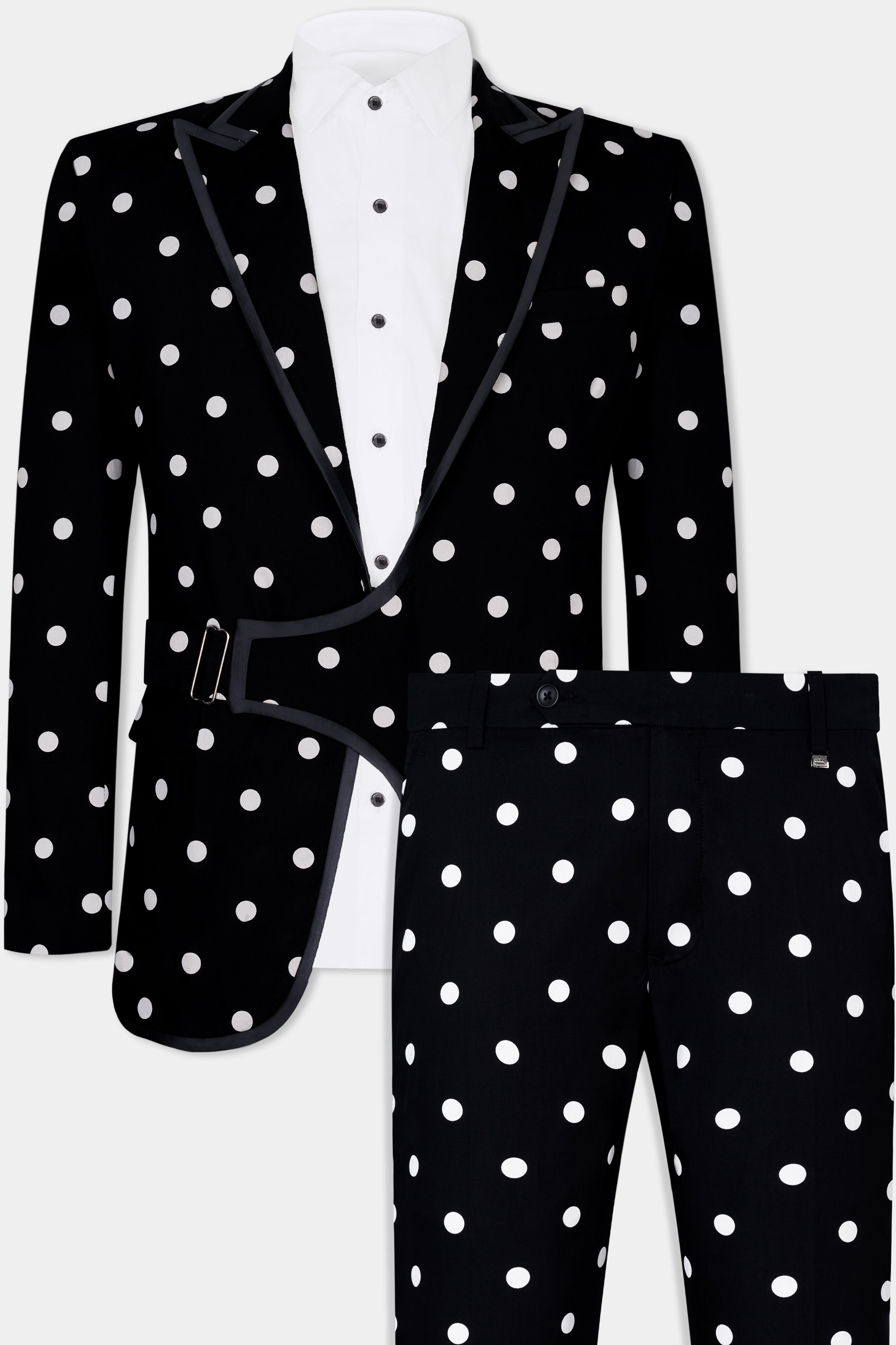 Jade Black with White Polka Dotted Premium Cotton Designer Suit ST2845-SBP-D442-36, ST2845-SBP-D442-38, ST2845-SBP-D442-40, ST2845-SBP-D442-42, ST2845-SBP-D442-44, ST2845-SBP-D442-46, ST2845-SBP-D442-48, ST2845-SBP-D442-50, ST2845-SBP-D442-52, ST2845-SBP-D442-54, ST2845-SBP-D442-56, ST2845-SBP-D442-58, ST2845-SBP-D442-60