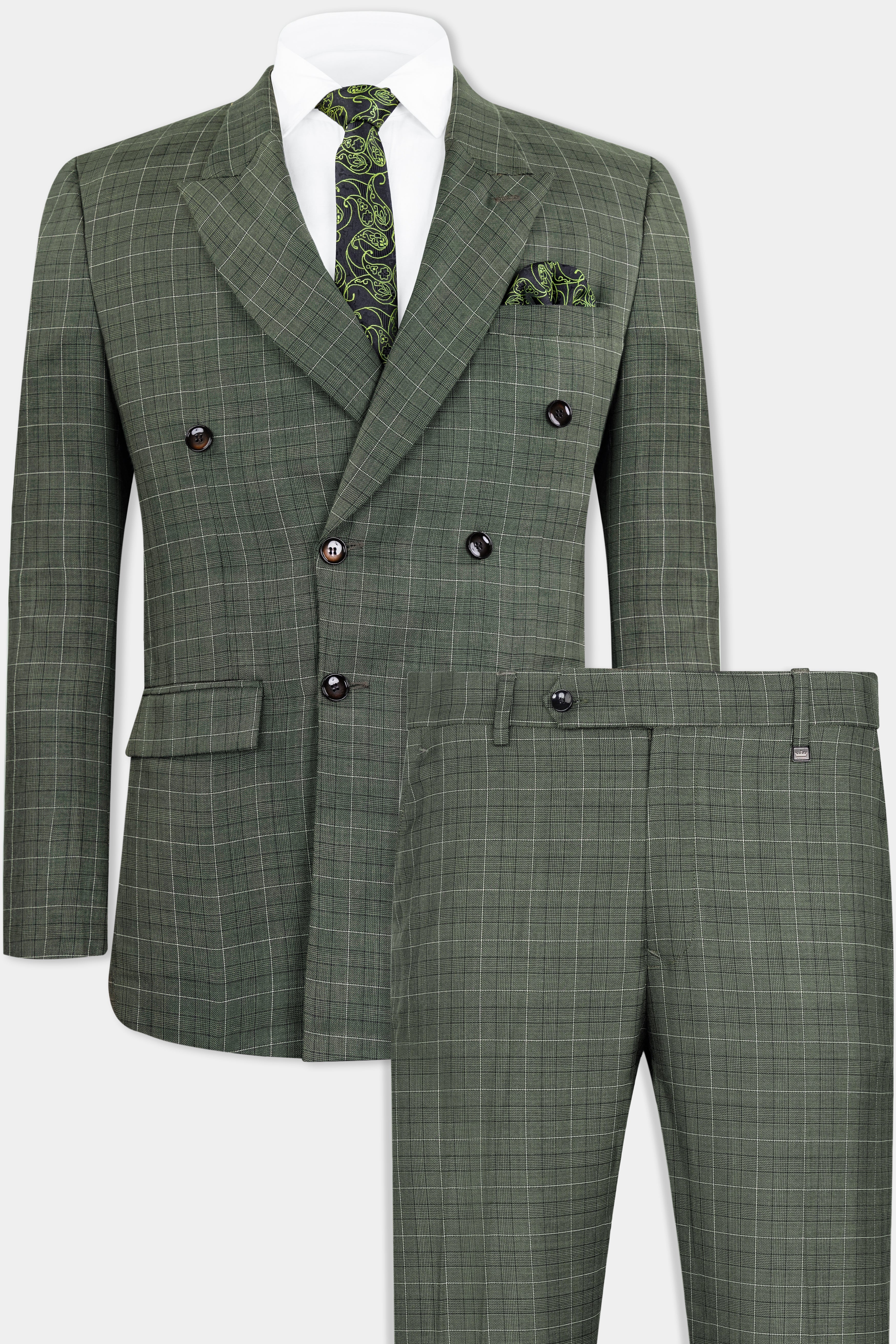 Checkered double 2025 breasted suit