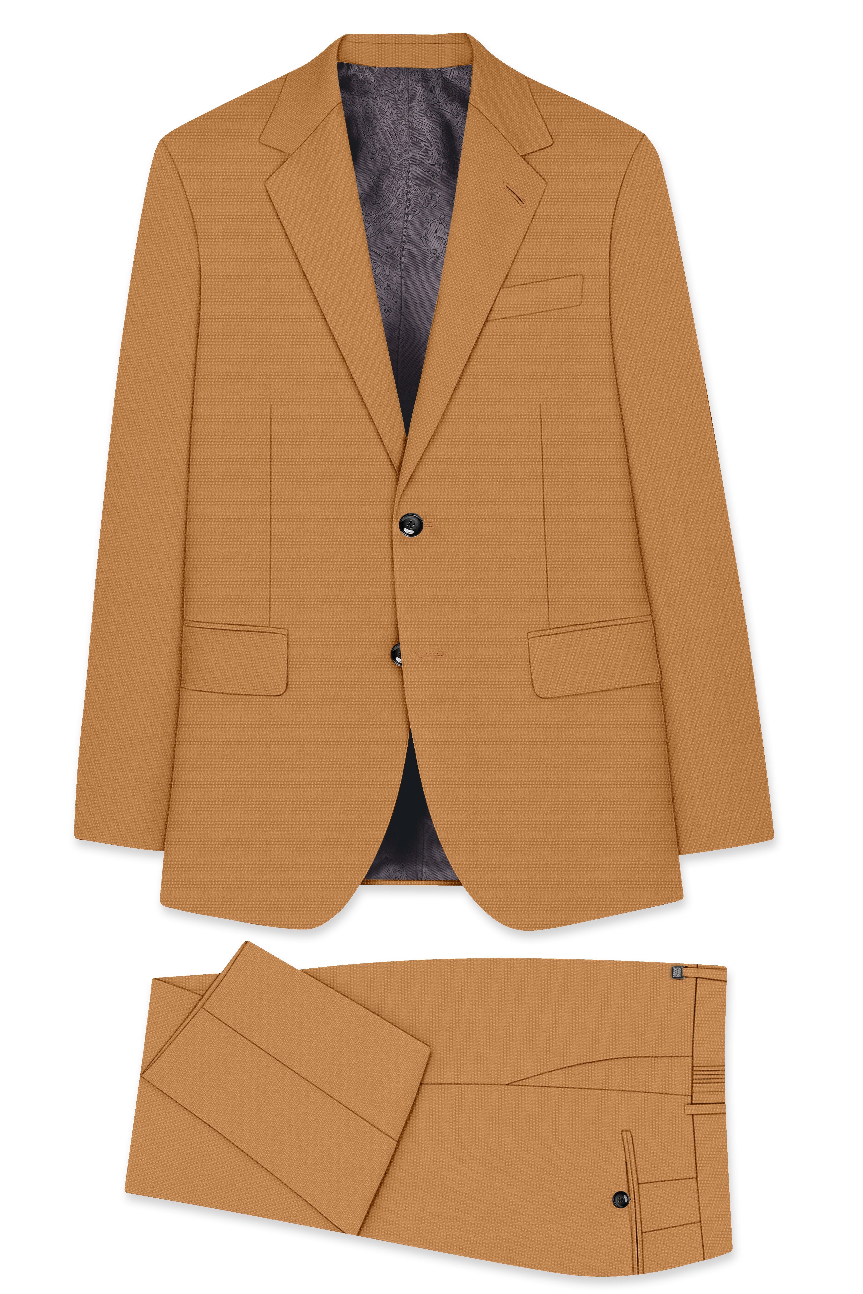 Twine Brown Dobby Textured Single Breasted Suit