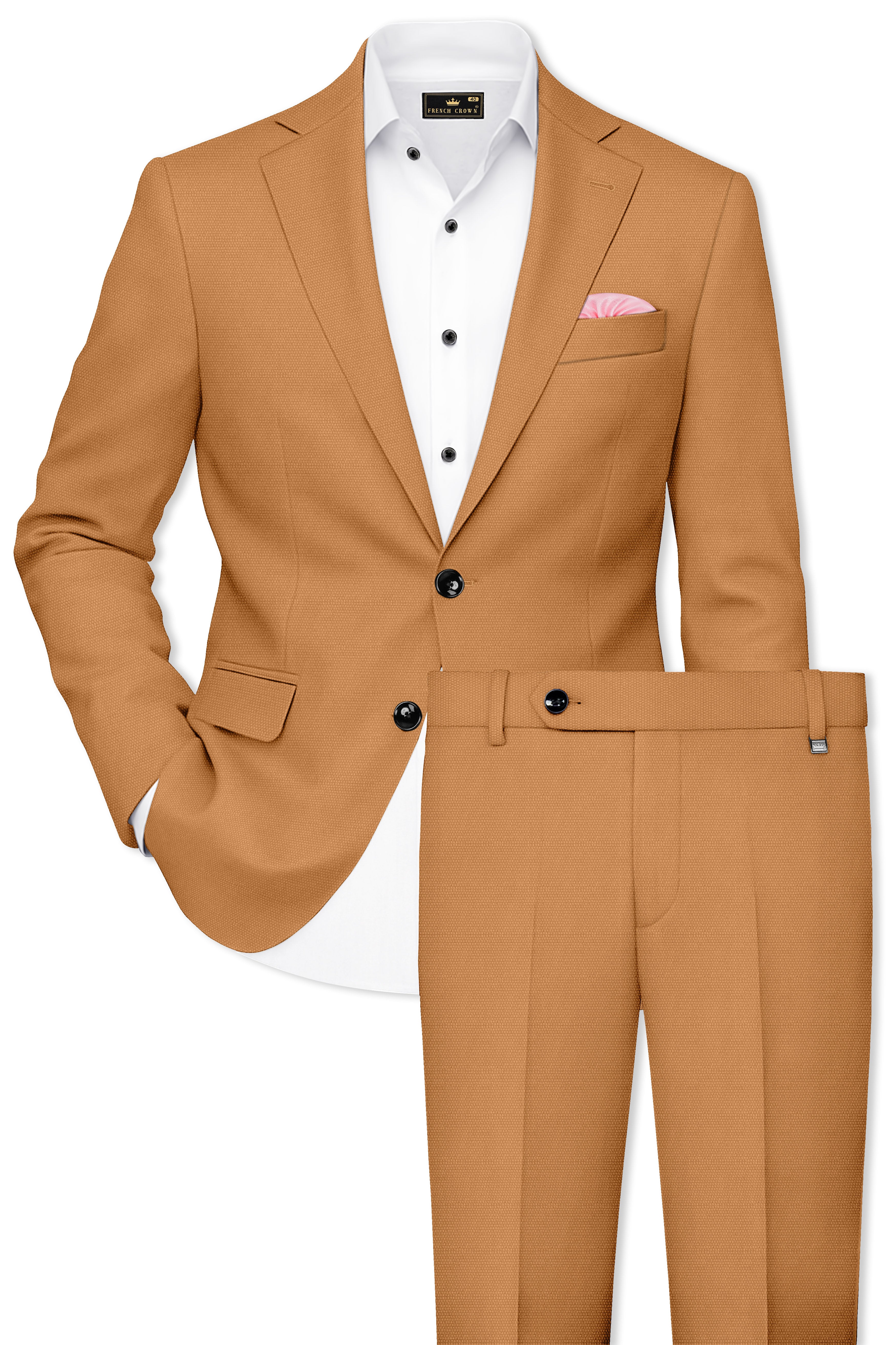 Twine Brown Dobby Textured Single Breasted Suit