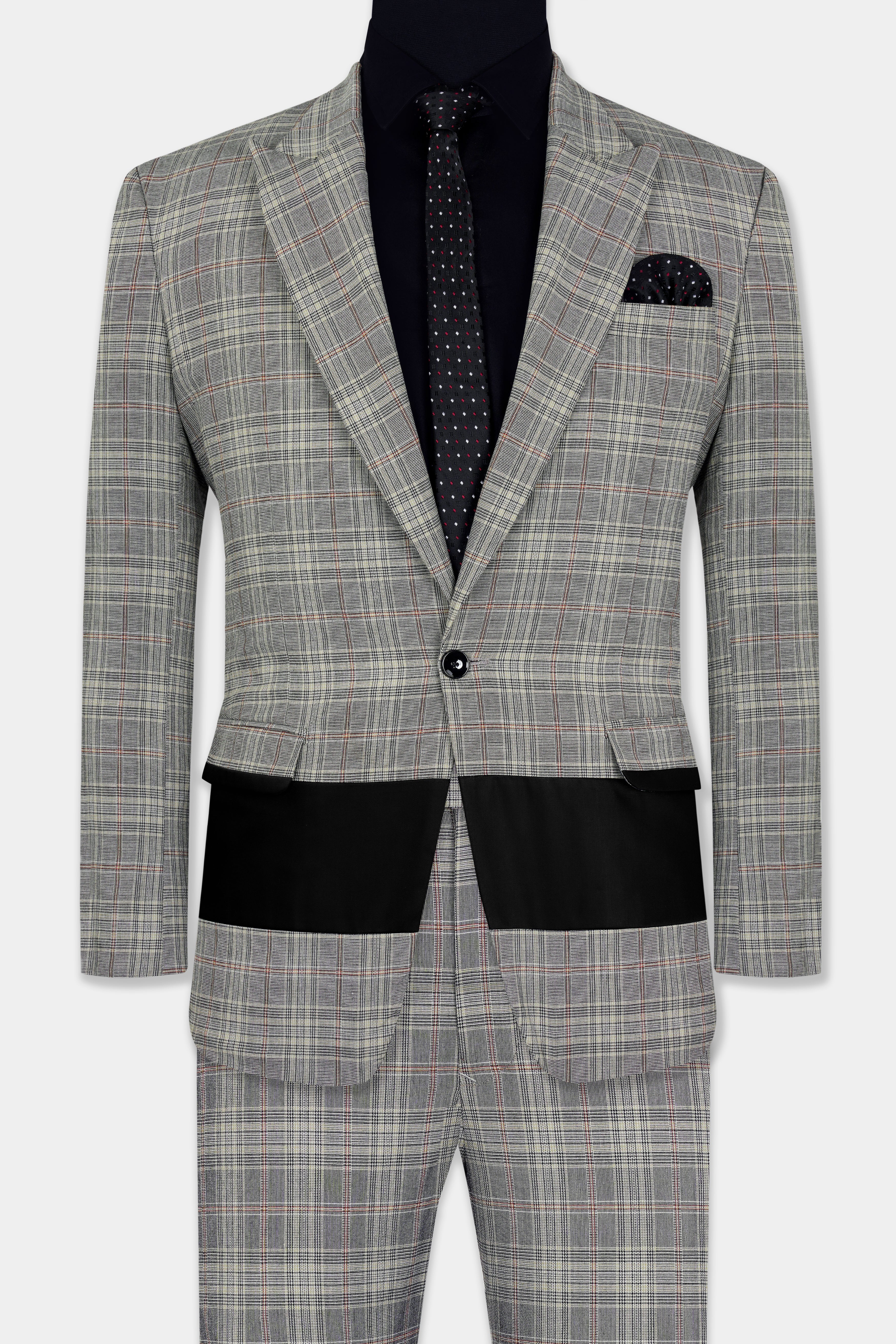 Chalice Gray Plaid and Black Wool Rich Designer Suit ST2928-SBP-D73-36, ST2928-SBP-D73-38, ST2928-SBP-D73-40, ST2928-SBP-D73-42, ST2928-SBP-D73-44, ST2928-SBP-D73-46, ST2928-SBP-D73-48, ST2928-SBP-D73-50, ST2928-SBP-D73-52, ST2928-SBP-D73-54, ST2928-SBP-D73-56, ST2928-SBP-D73-58, ST2928-SBP-D73-60