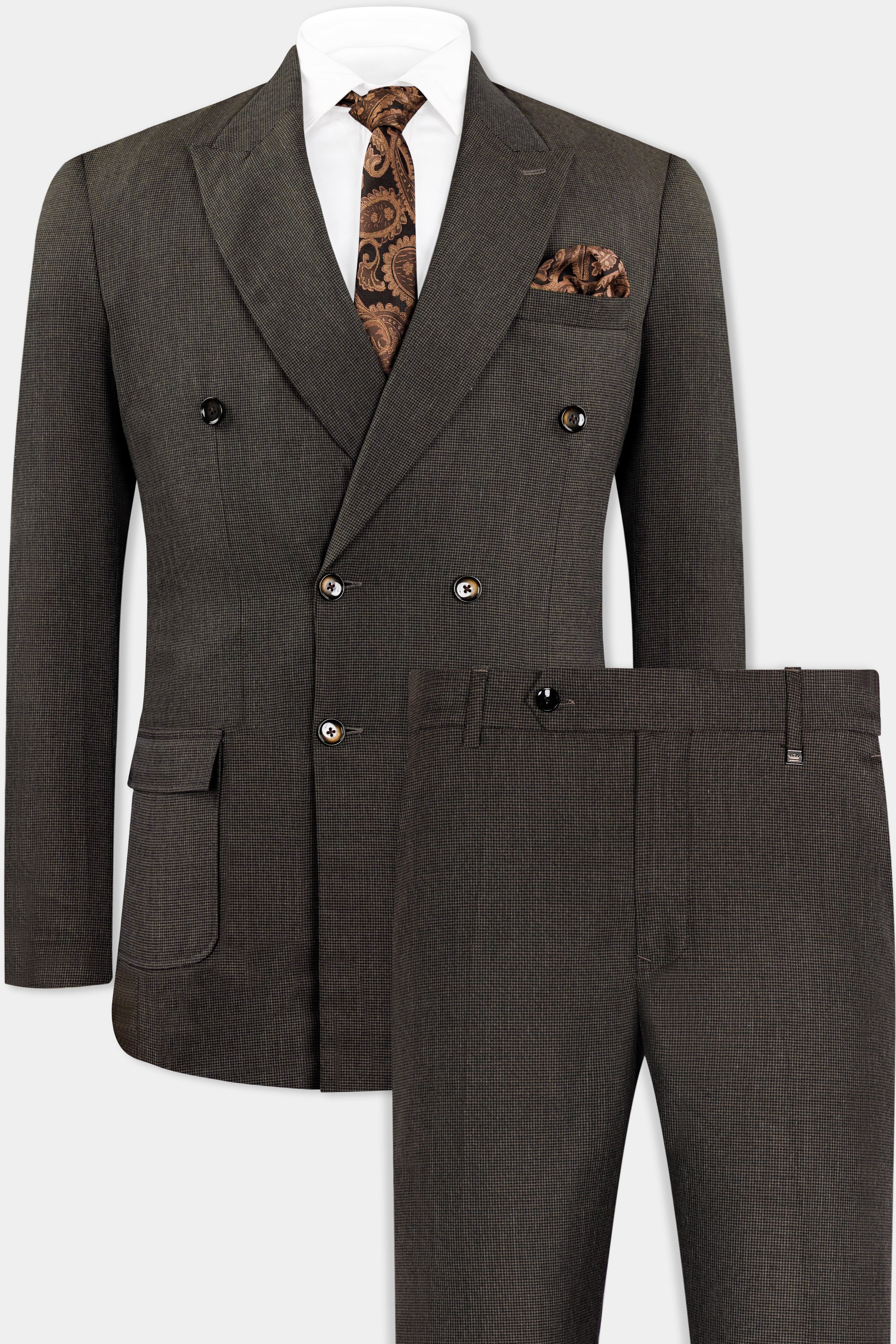 Taupe Brown Wool Rich Double Breasted Designer Suit ST2933-DB-D74-36, ST2933-DB-D74-38, ST2933-DB-D74-40, ST2933-DB-D74-42, ST2933-DB-D74-44, ST2933-DB-D74-46, ST2933-DB-D74-48, ST2933-DB-D74-50, ST2933-DB-D74-52, ST2933-DB-D74-54, ST2933-DB-D74-56, ST2933-DB-D74-58, ST2933-DB-D74-60