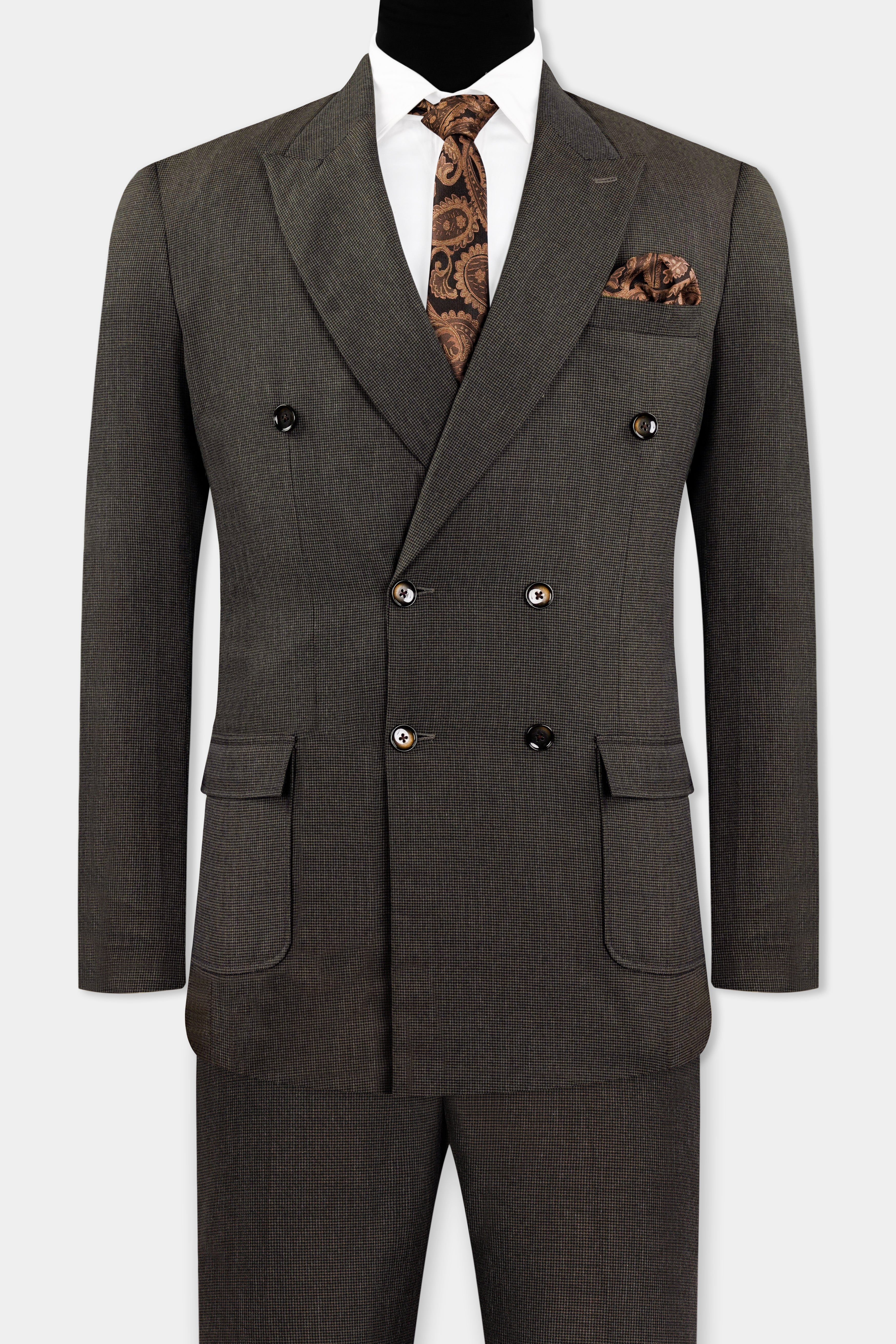 Taupe Brown Wool Rich Double Breasted Designer Suit ST2933-DB-D74-36, ST2933-DB-D74-38, ST2933-DB-D74-40, ST2933-DB-D74-42, ST2933-DB-D74-44, ST2933-DB-D74-46, ST2933-DB-D74-48, ST2933-DB-D74-50, ST2933-DB-D74-52, ST2933-DB-D74-54, ST2933-DB-D74-56, ST2933-DB-D74-58, ST2933-DB-D74-60