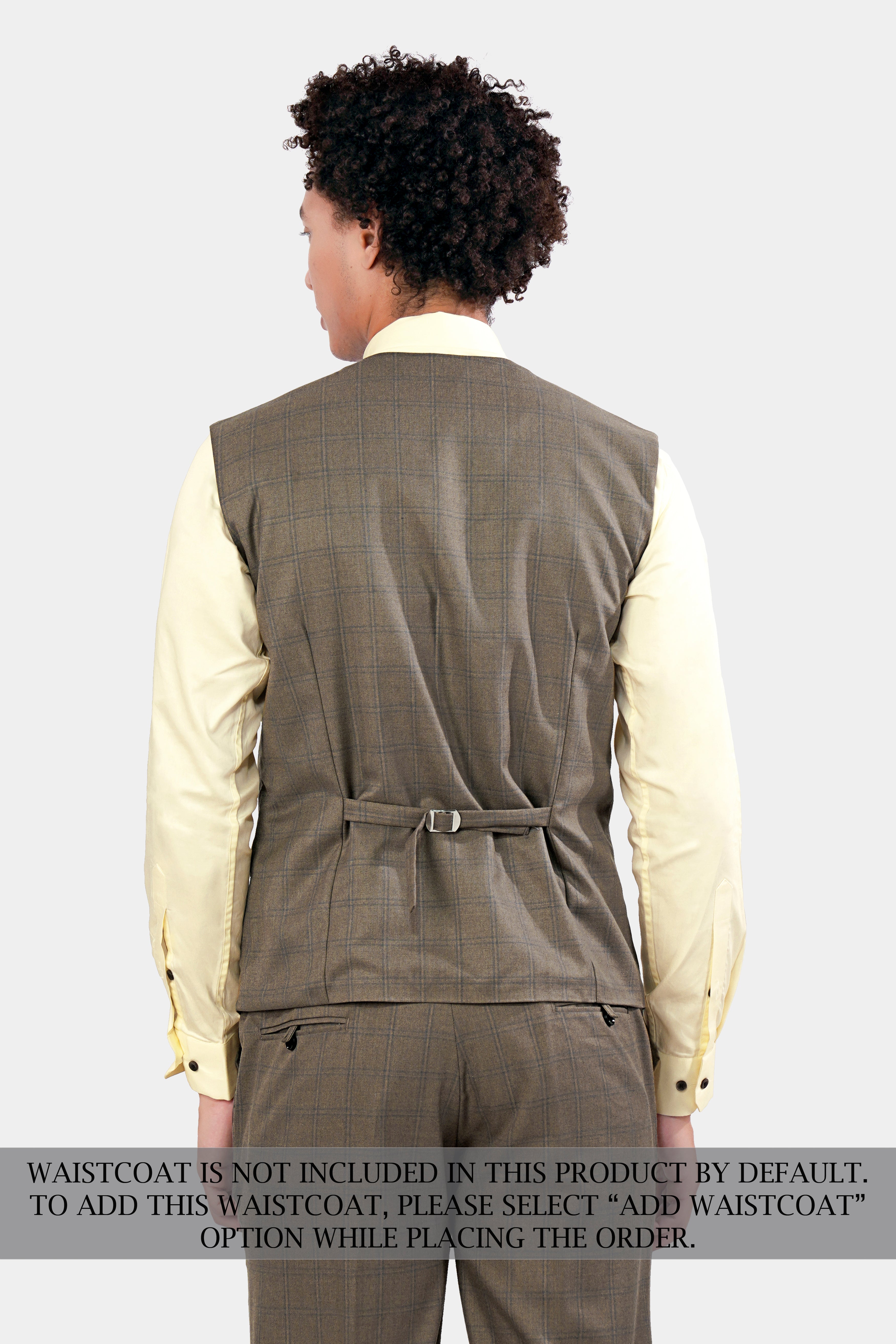 Makara Brown Checkered and Tortilla Brown Wool Rich Designer Suit