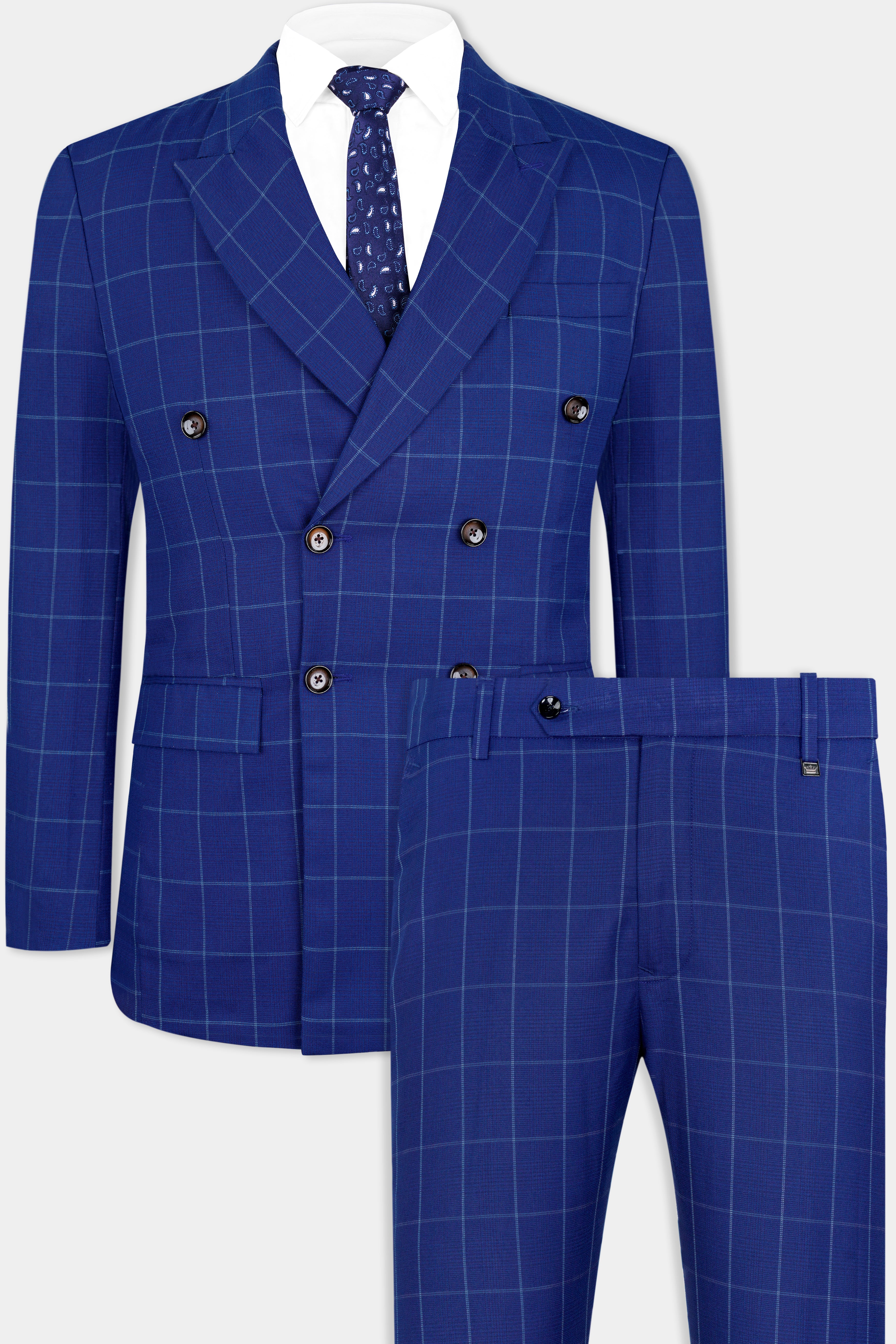 Lapis Blue Windowpane Wool Rich Double Breasted Suit ST2940-DB-36, ST2940-DB-38, ST2940-DB-40, ST2940-DB-42, ST2940-DB-44, ST2940-DB-46, ST2940-DB-48, ST2940-DB-50, ST2940-DB-52, ST2940-DB-54, ST2940-DB-56, ST2940-DB-58, ST2940-DB-60