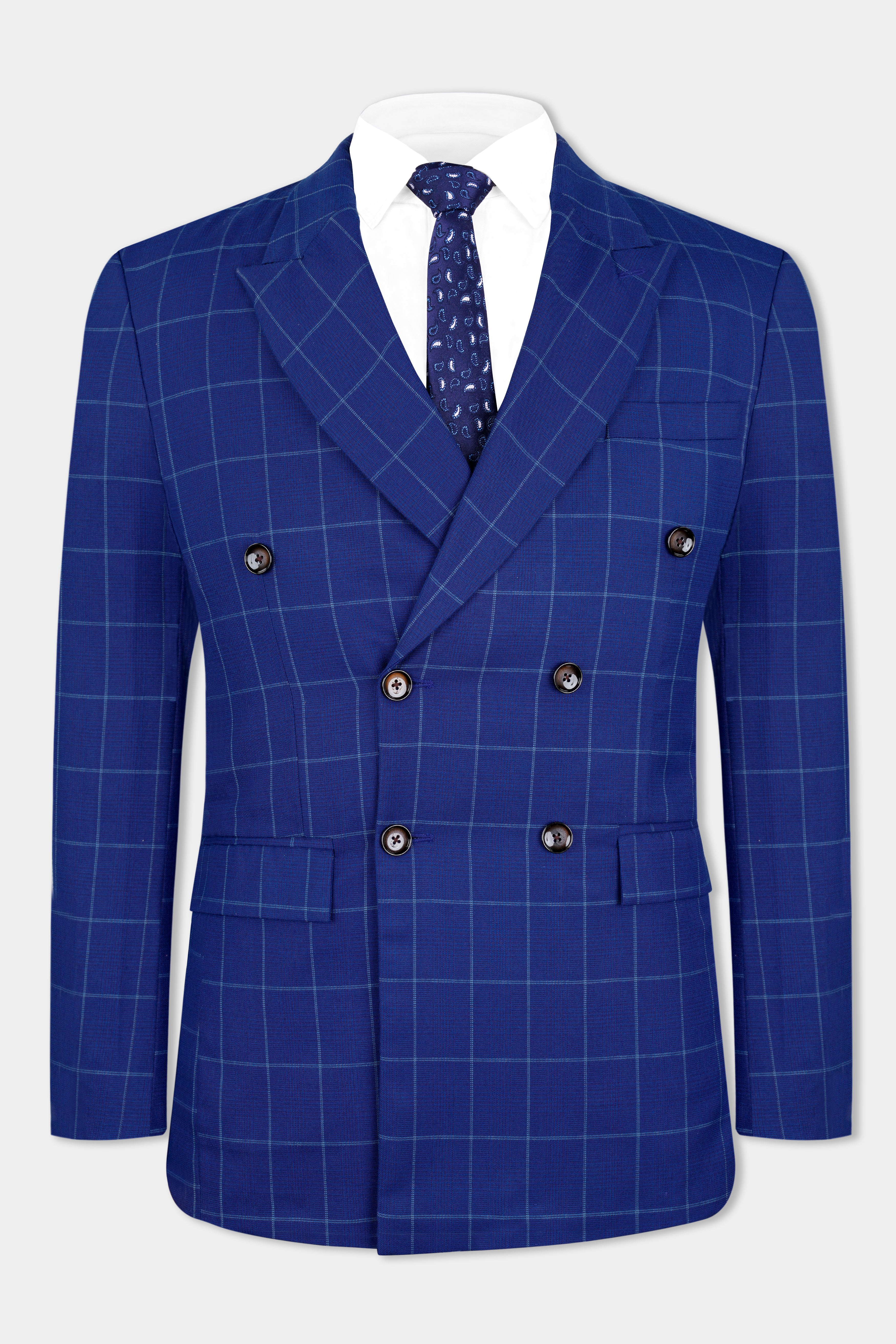 Lapis Blue Windowpane Wool Rich Double Breasted Suit ST2940-DB-36, ST2940-DB-38, ST2940-DB-40, ST2940-DB-42, ST2940-DB-44, ST2940-DB-46, ST2940-DB-48, ST2940-DB-50, ST2940-DB-52, ST2940-DB-54, ST2940-DB-56, ST2940-DB-58, ST2940-DB-60