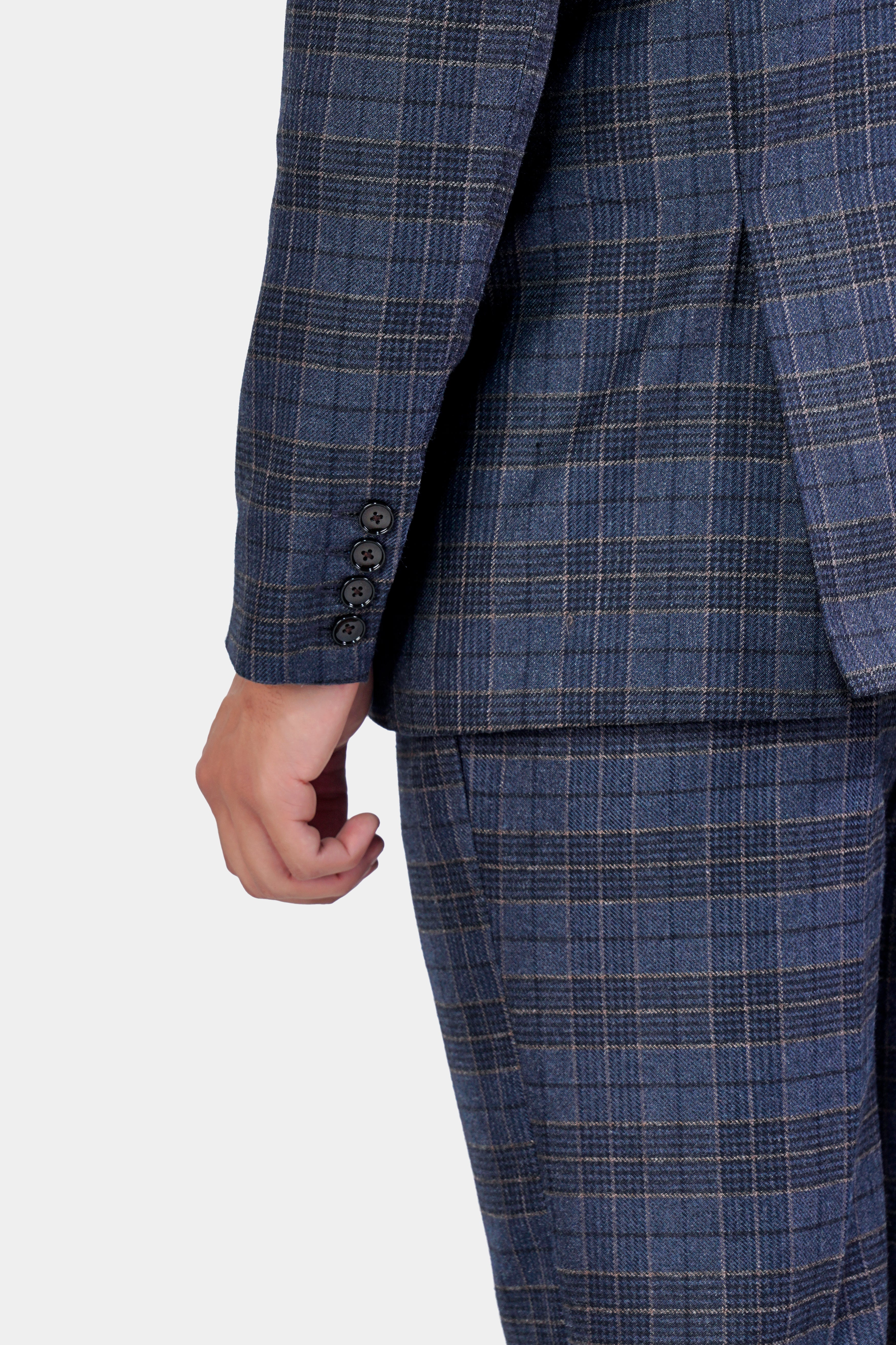 Aegean Blue and Ebony Clay Blue Plaid Tweed Double Breasted Suit ST2945-DB-36, ST2945-DB-38, ST2945-DB-40, ST2945-DB-42, ST2945-DB-44, ST2945-DB-46, ST2945-DB-48, ST2945-DB-50, ST2945-DB-52, ST2945-DB-54, ST2945-DB-56, ST2945-DB-58, ST2945-DB-60