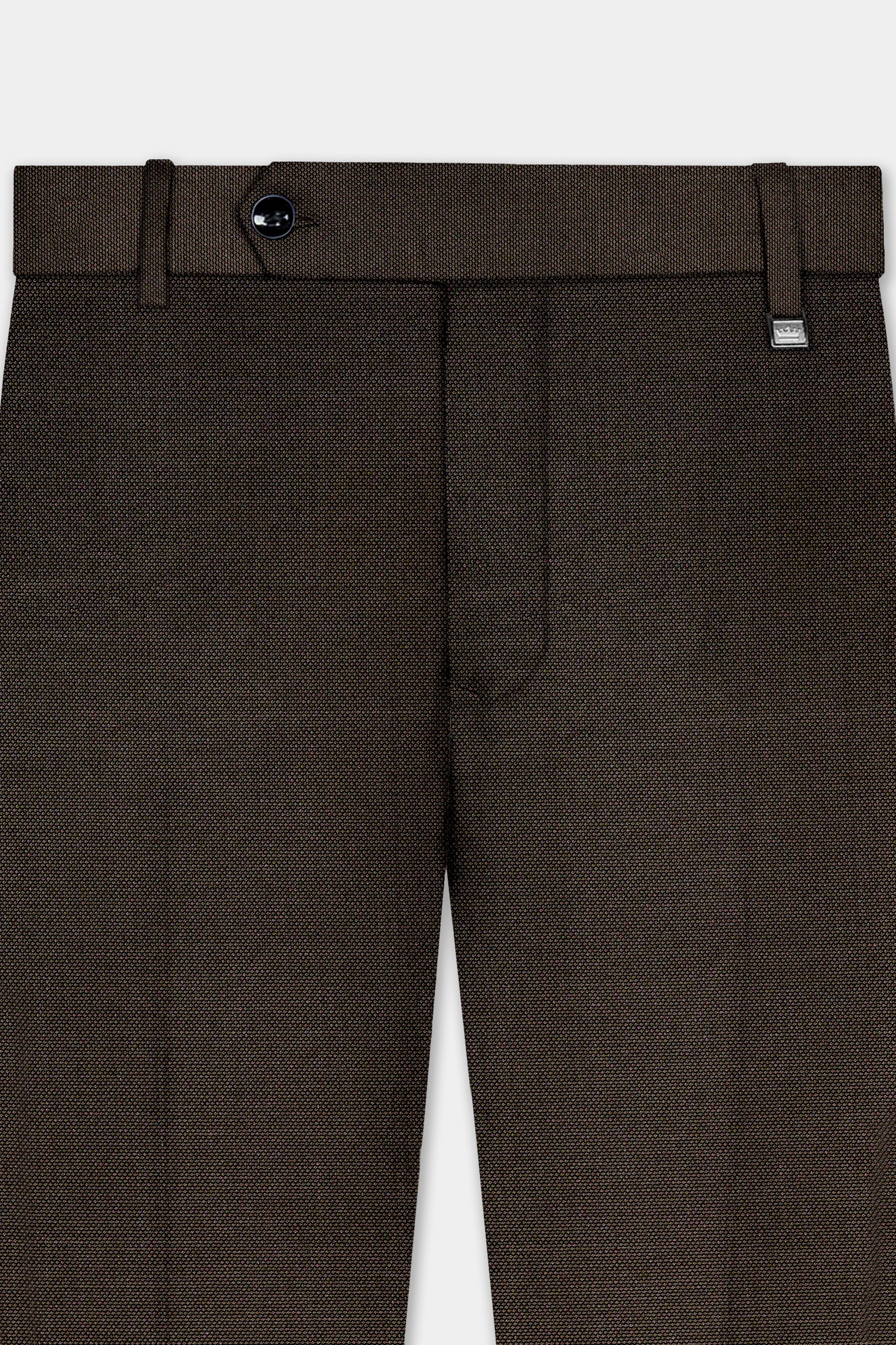Zeus Brown Wool Rich Cross Placket Bandhgala Suit
