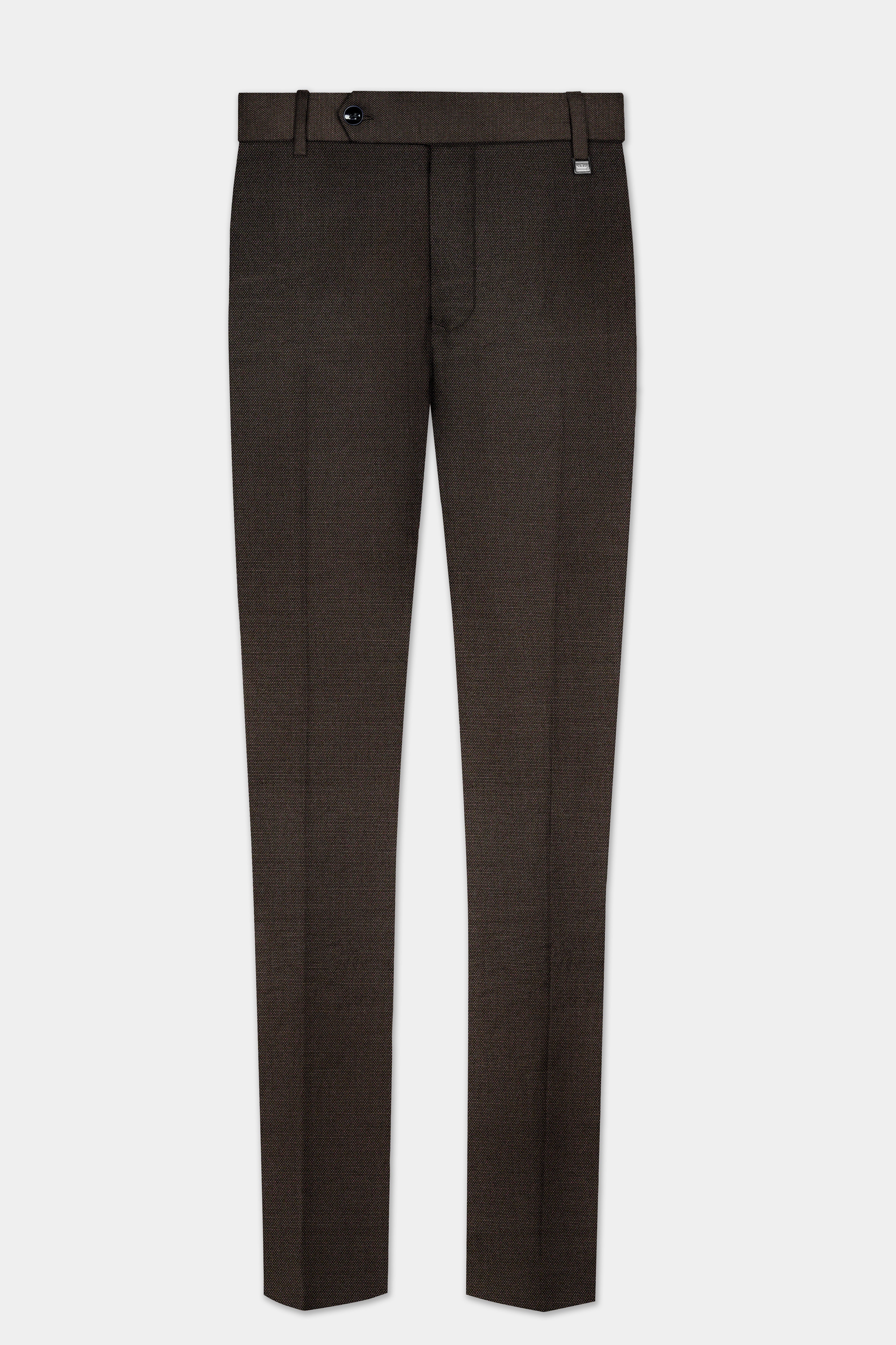 Zeus Brown Wool Rich Cross Placket Bandhgala Suit
