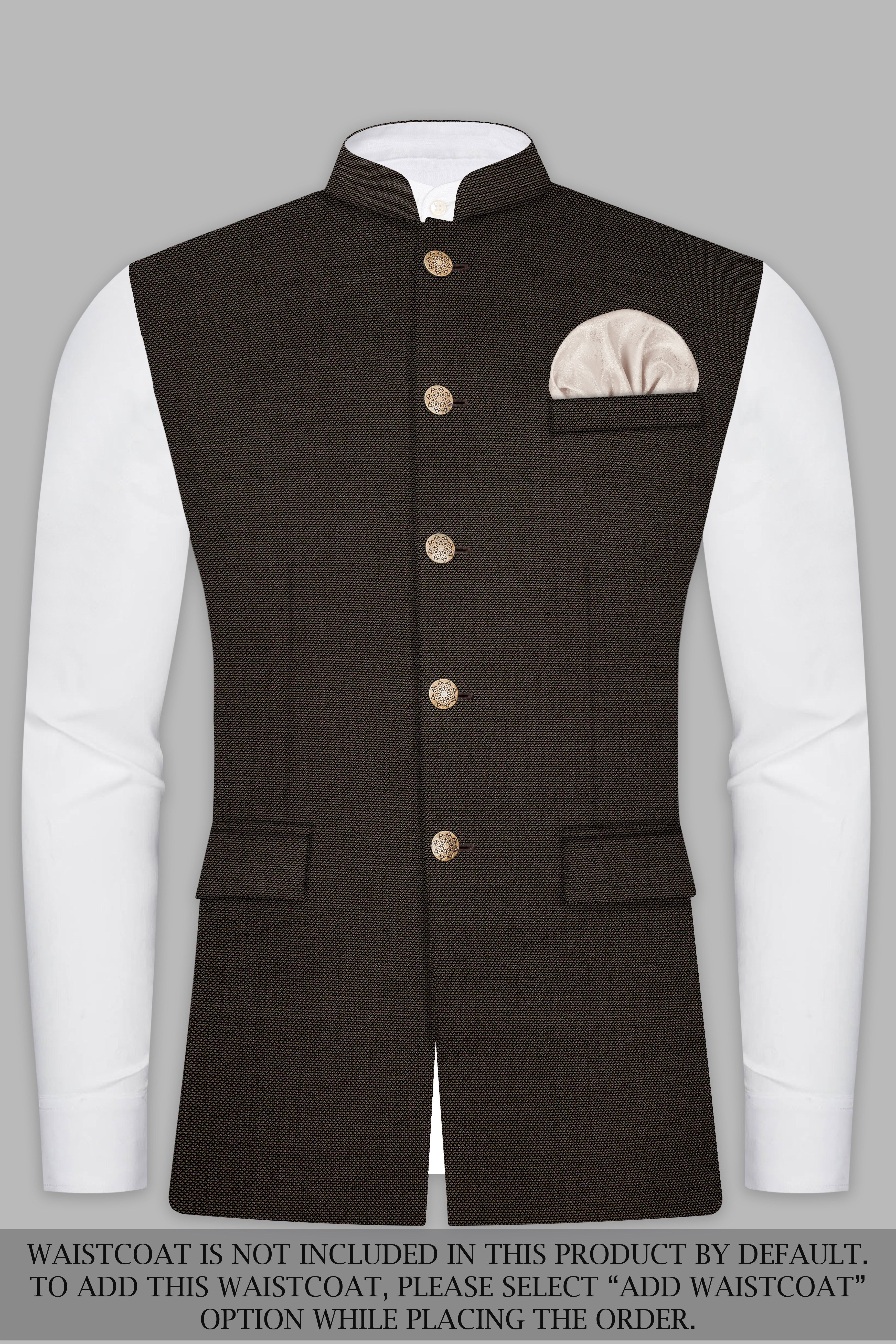 Zeus Brown Wool Rich Cross Placket Bandhgala Suit