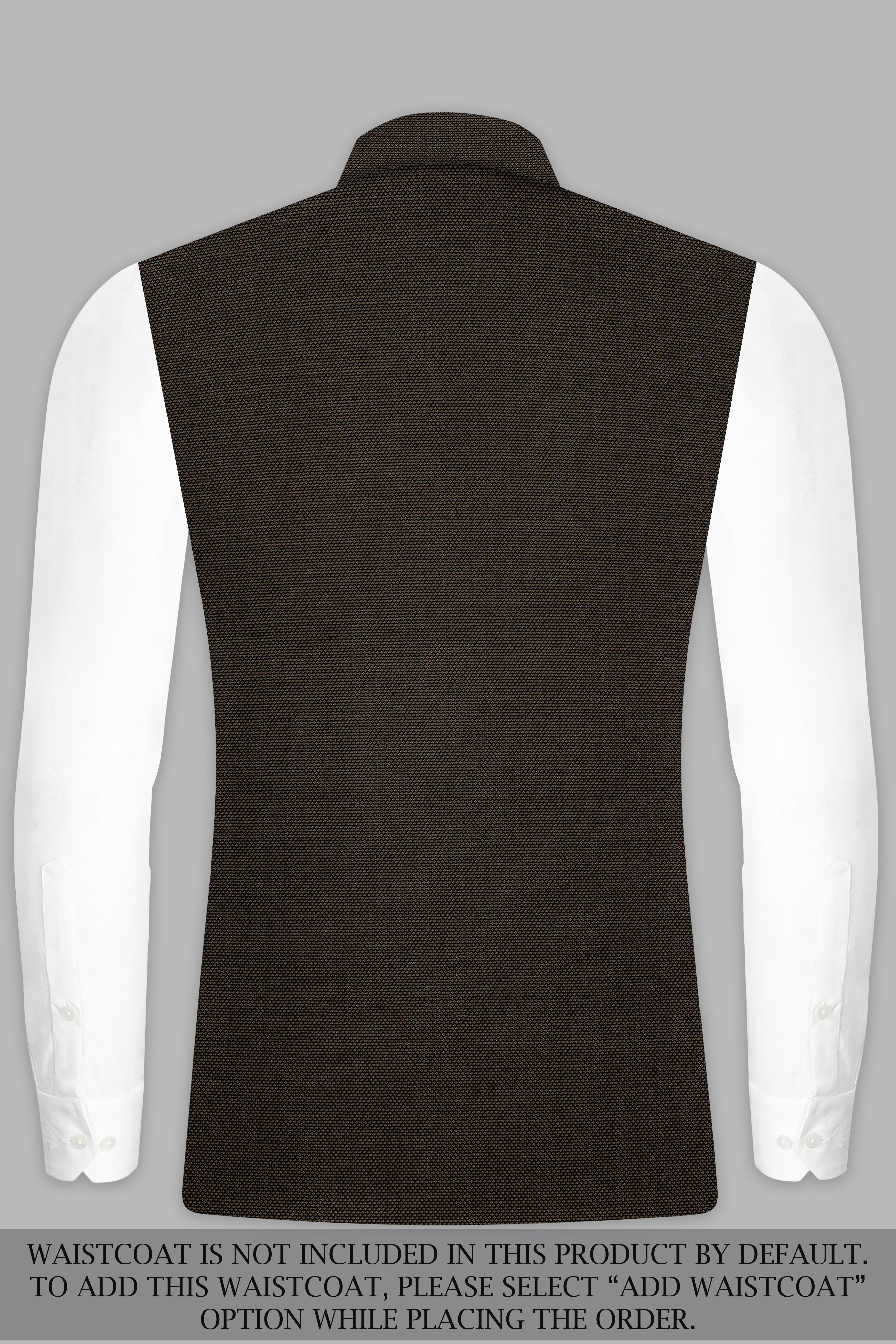 Zeus Brown Wool Rich Cross Placket Bandhgala Suit