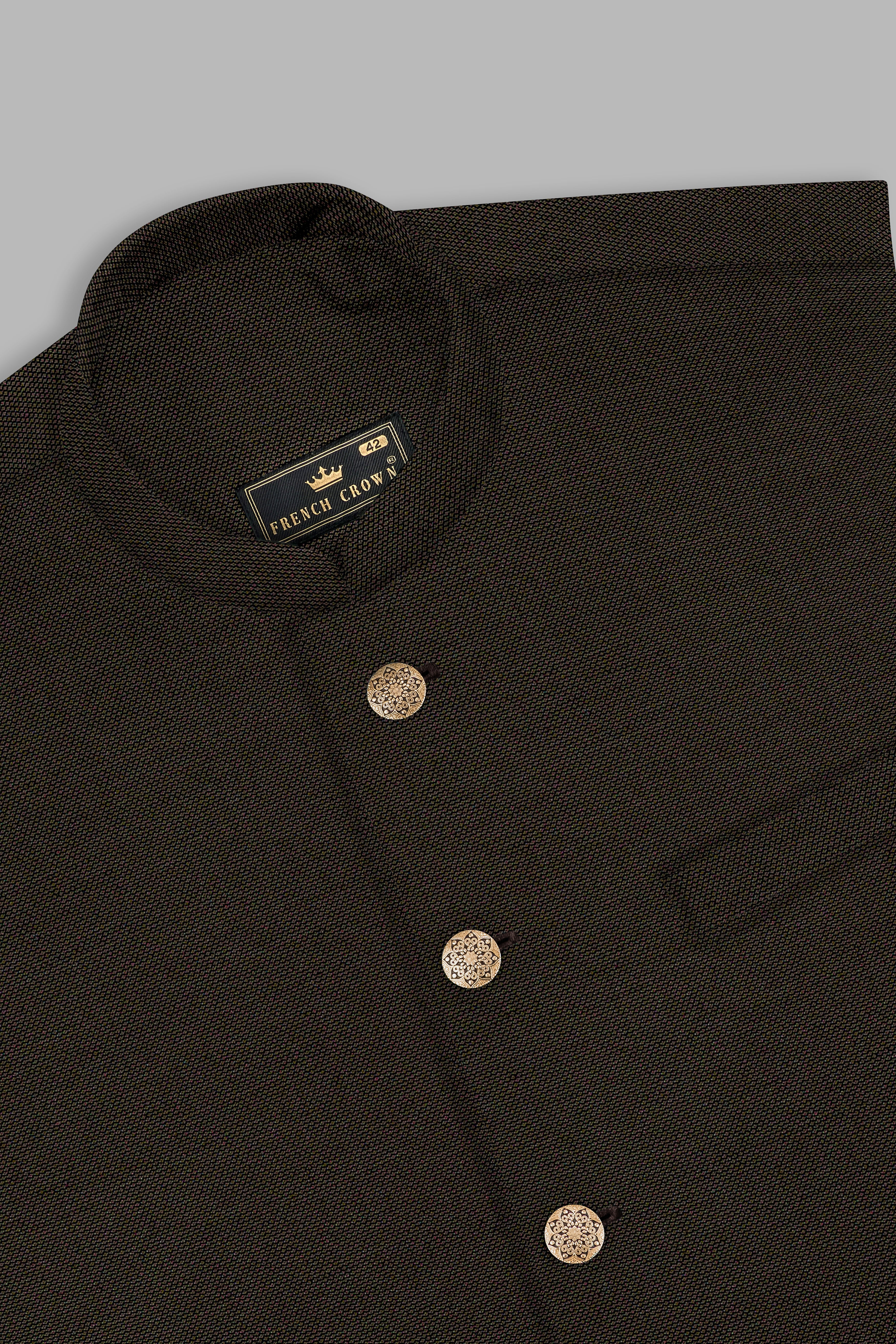 Zeus Brown Wool Rich Cross Placket Bandhgala Suit