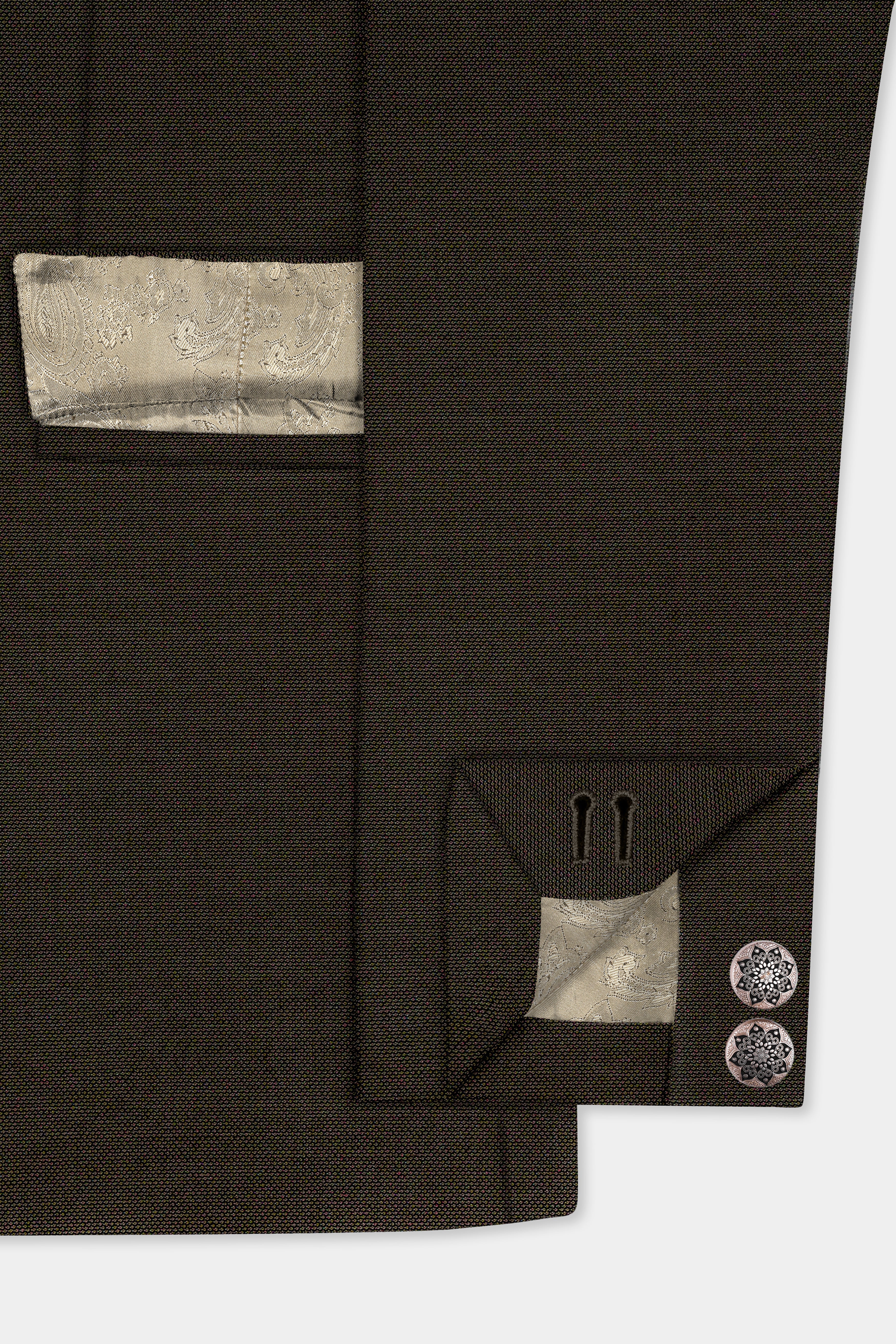 Zeus Brown Wool Rich Cross Placket Bandhgala Suit
