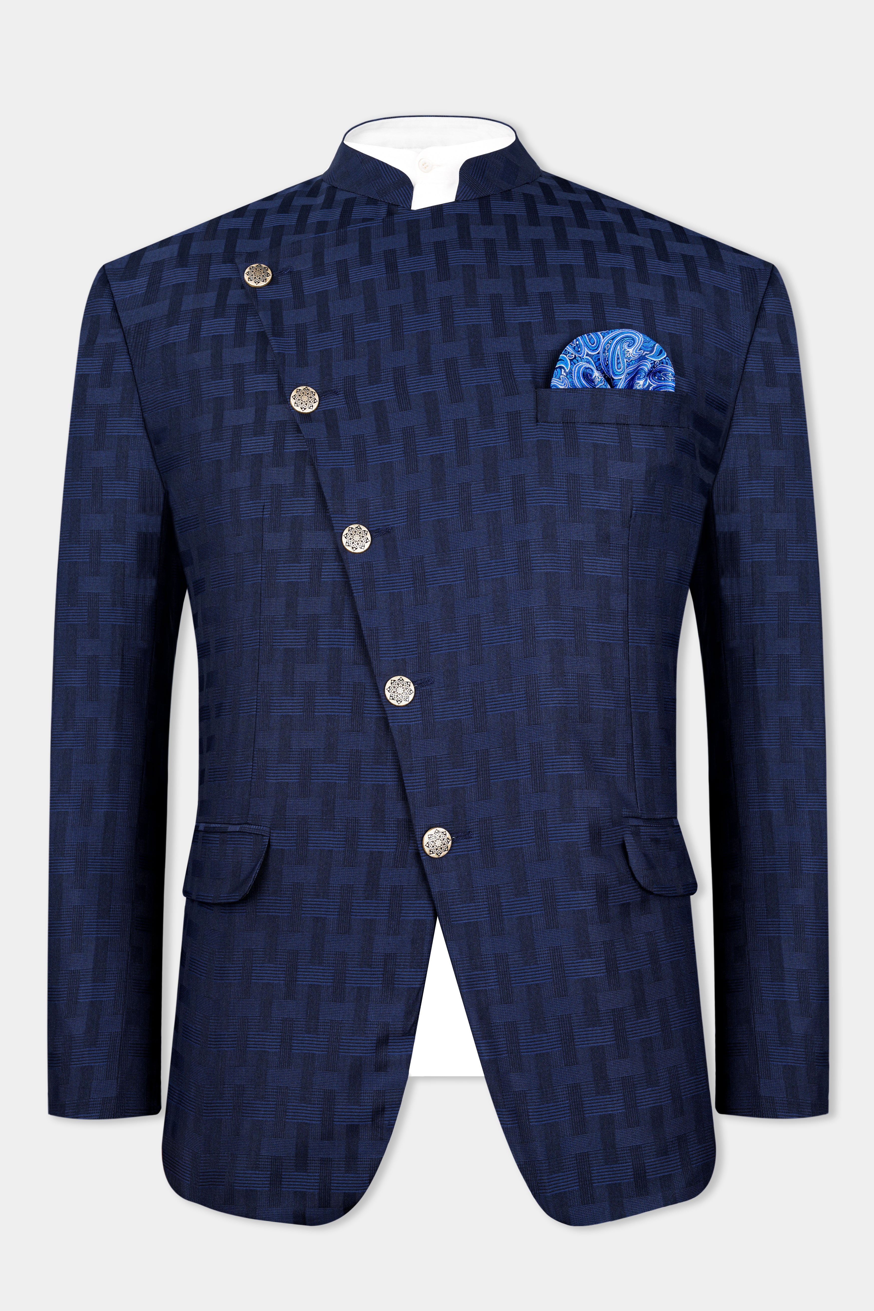Haiti Blue Wool Rich Cross Buttoned Bandhgala Suit ST2956-CBG-36, ST2956-CBG-38, ST2956-CBG-40, ST2956-CBG-42, ST2956-CBG-44, ST2956-CBG-46, ST2956-CBG-48, ST2956-CBG-50, ST2956-CBG-52, ST2956-CBG-54, ST2956-CBG-56, ST2956-CBG-58, ST2956-CBG-60