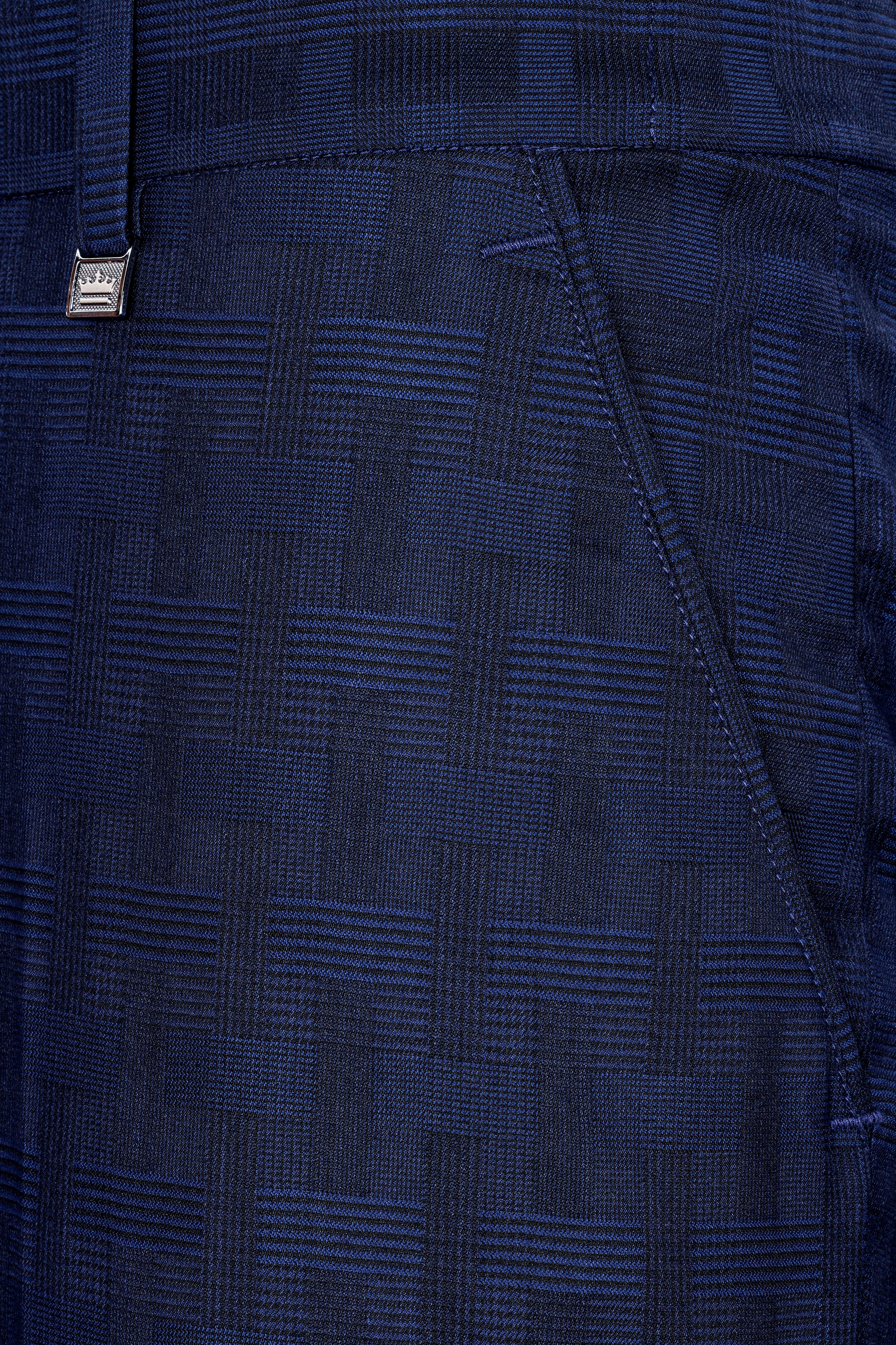 Haiti Blue Wool Rich Cross Placket Bandhgala Suit